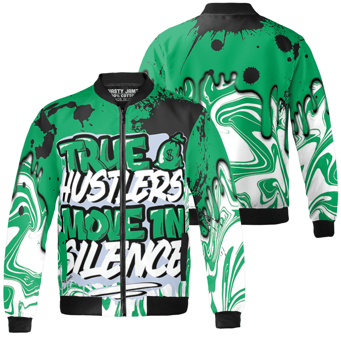 Lucky Green 5s Jacket Match Move In Silence 3D All-Over Print Color Splash - NastyJamz