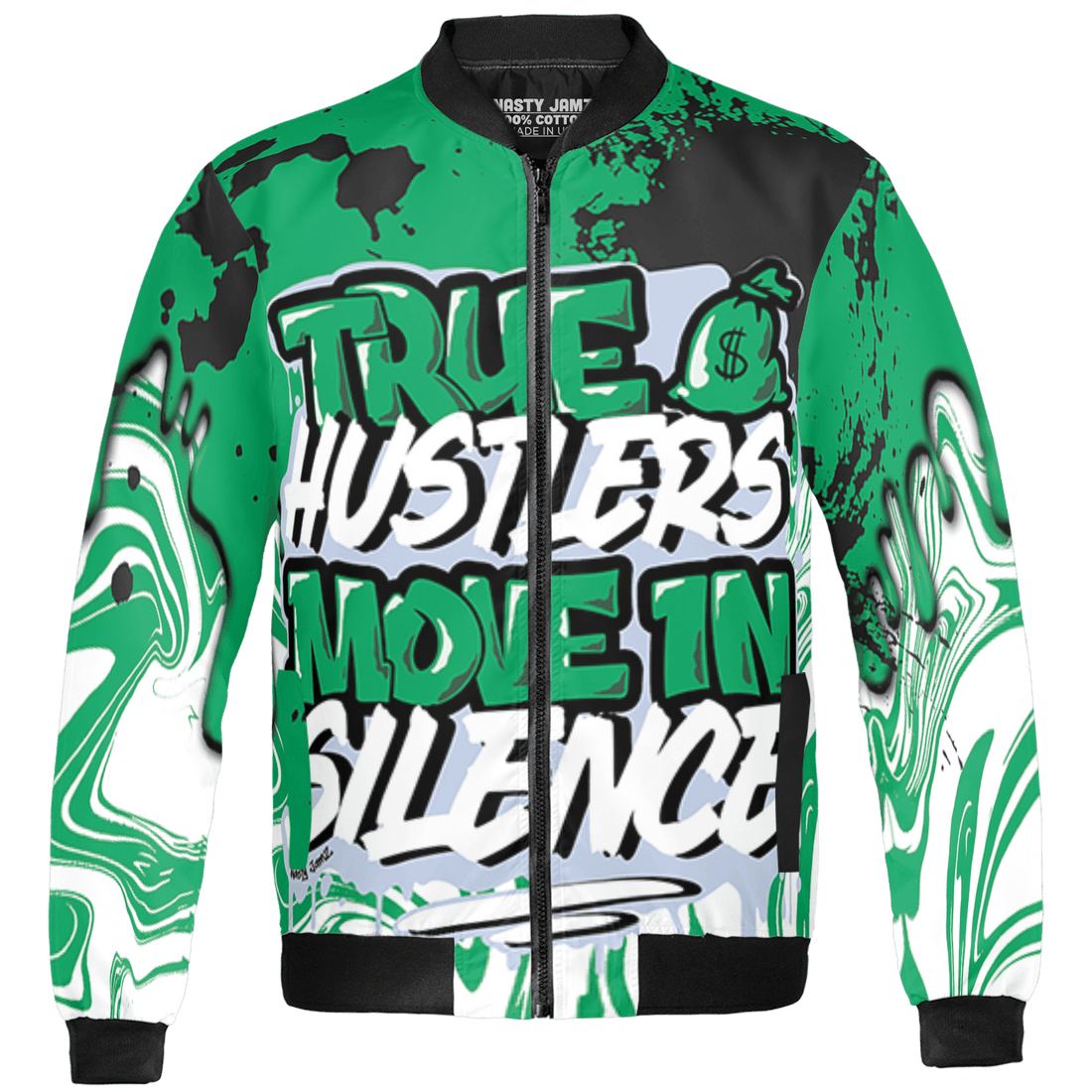 Lucky Green 5s Jacket Match Move In Silence 3D All-Over Print Color Splash - NastyJamz