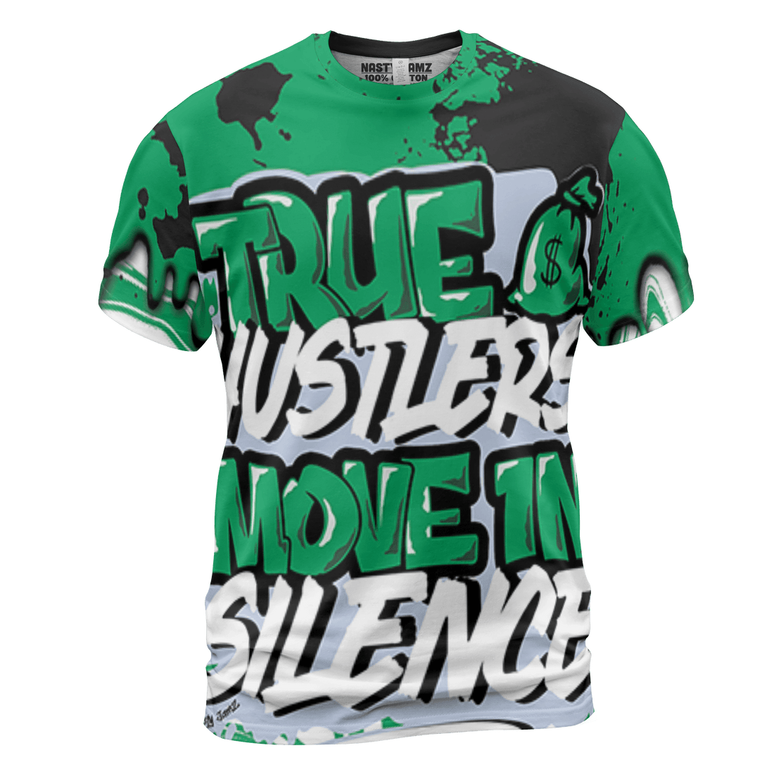 Lucky Green 5s T Shirt Match Move In Silence 3D All-Over Print Color Splash - NastyJamz