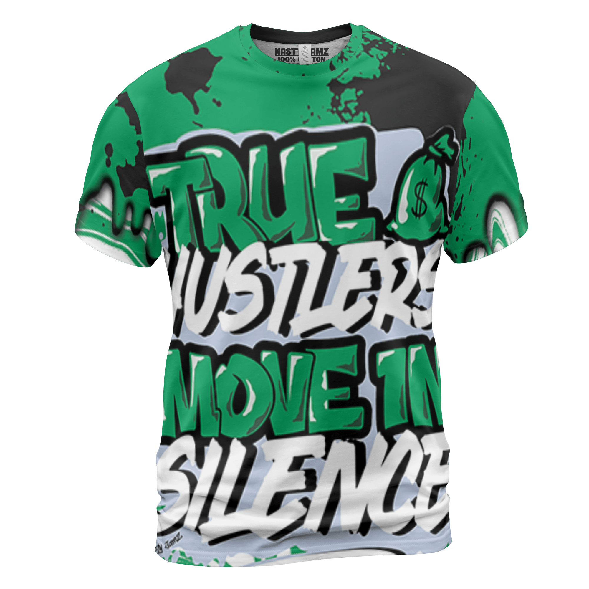 Lucky Green 5s T Shirt Match Move In Silence 3D All-Over Print Color Splash - NastyJamz