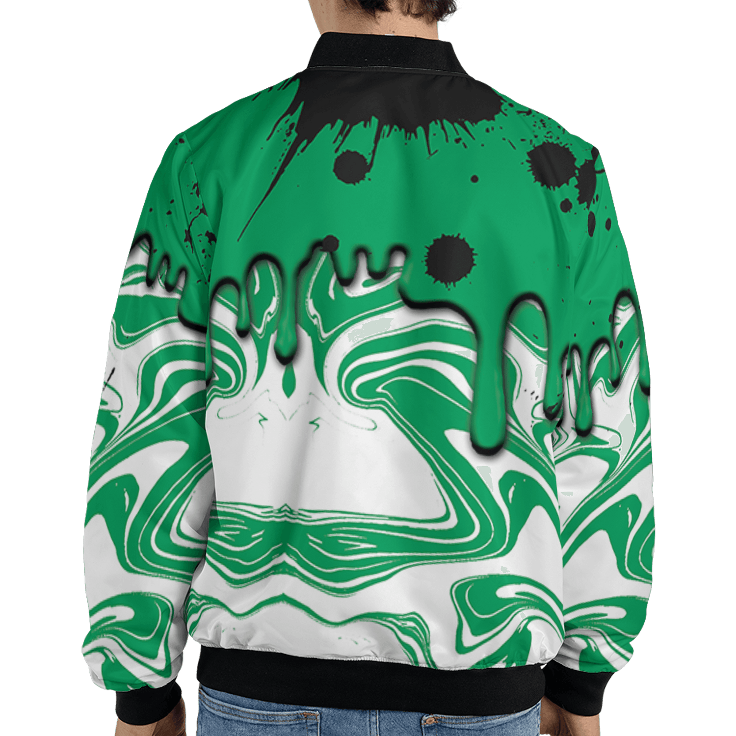 Lucky Green 5s Jacket Match Move In Silence 3D All-Over Print Color Splash - NastyJamz