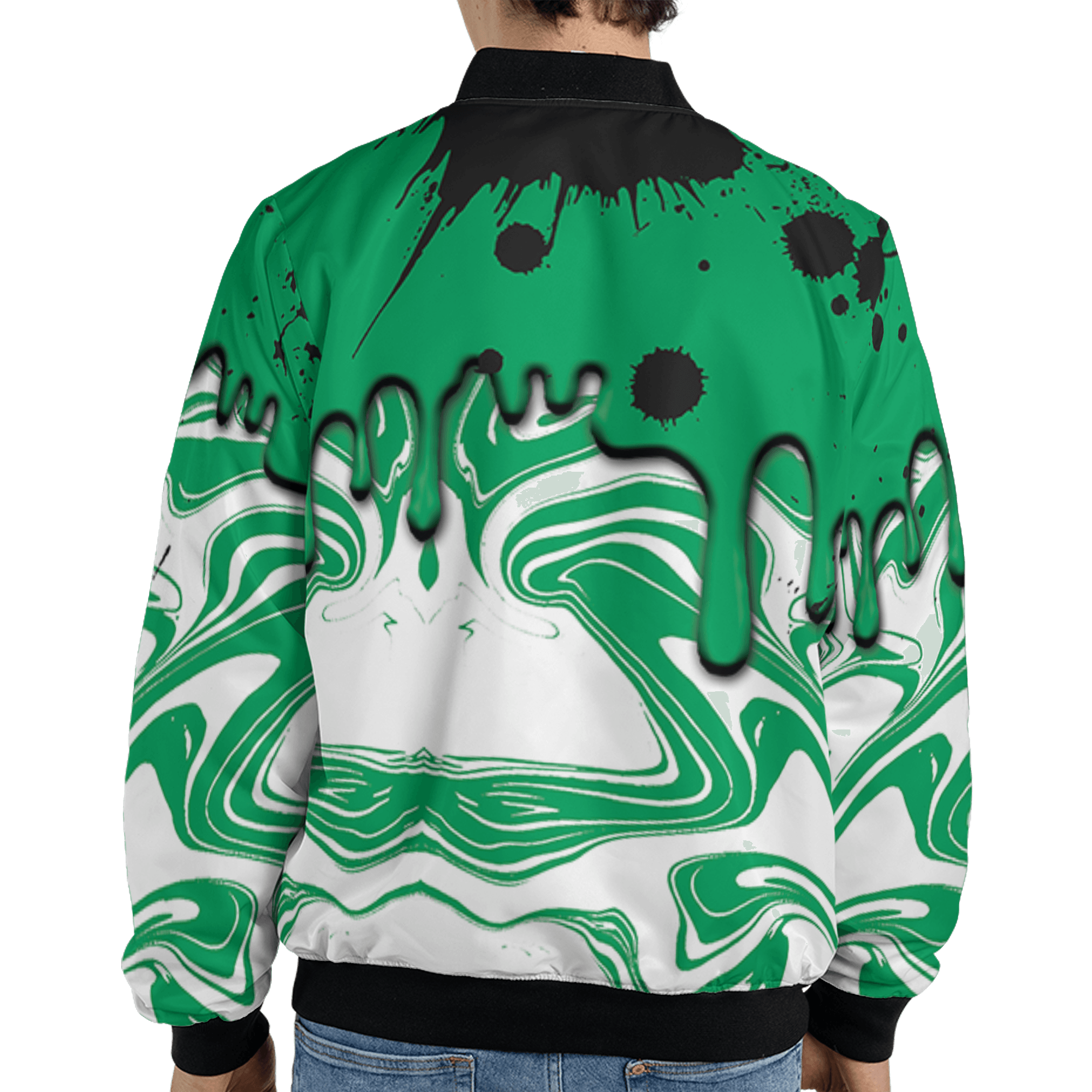 Lucky Green 5s Jacket Match Move In Silence 3D All-Over Print Color Splash - NastyJamz