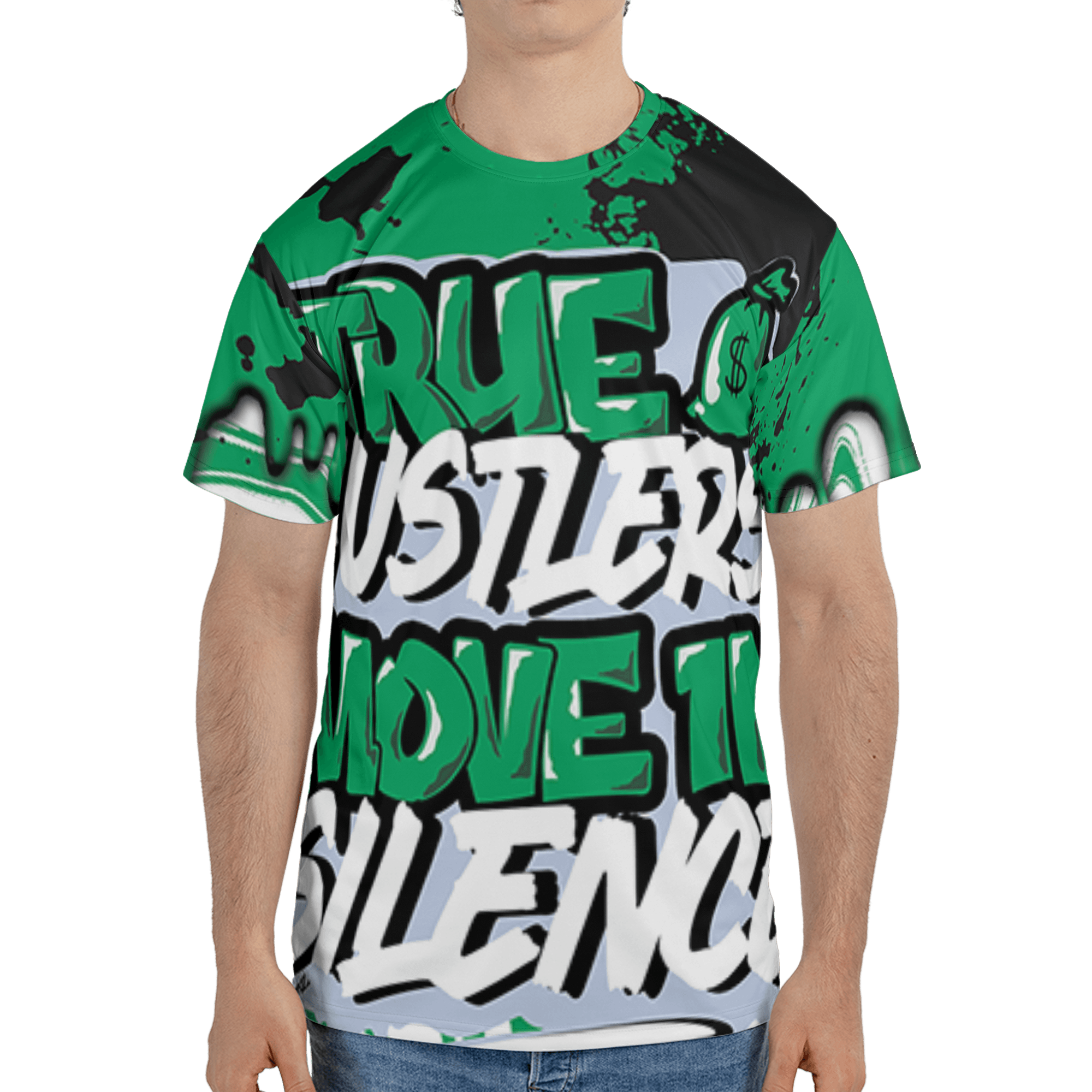 Lucky Green 5s T Shirt Match Move In Silence 3D All-Over Print Color Splash - NastyJamz
