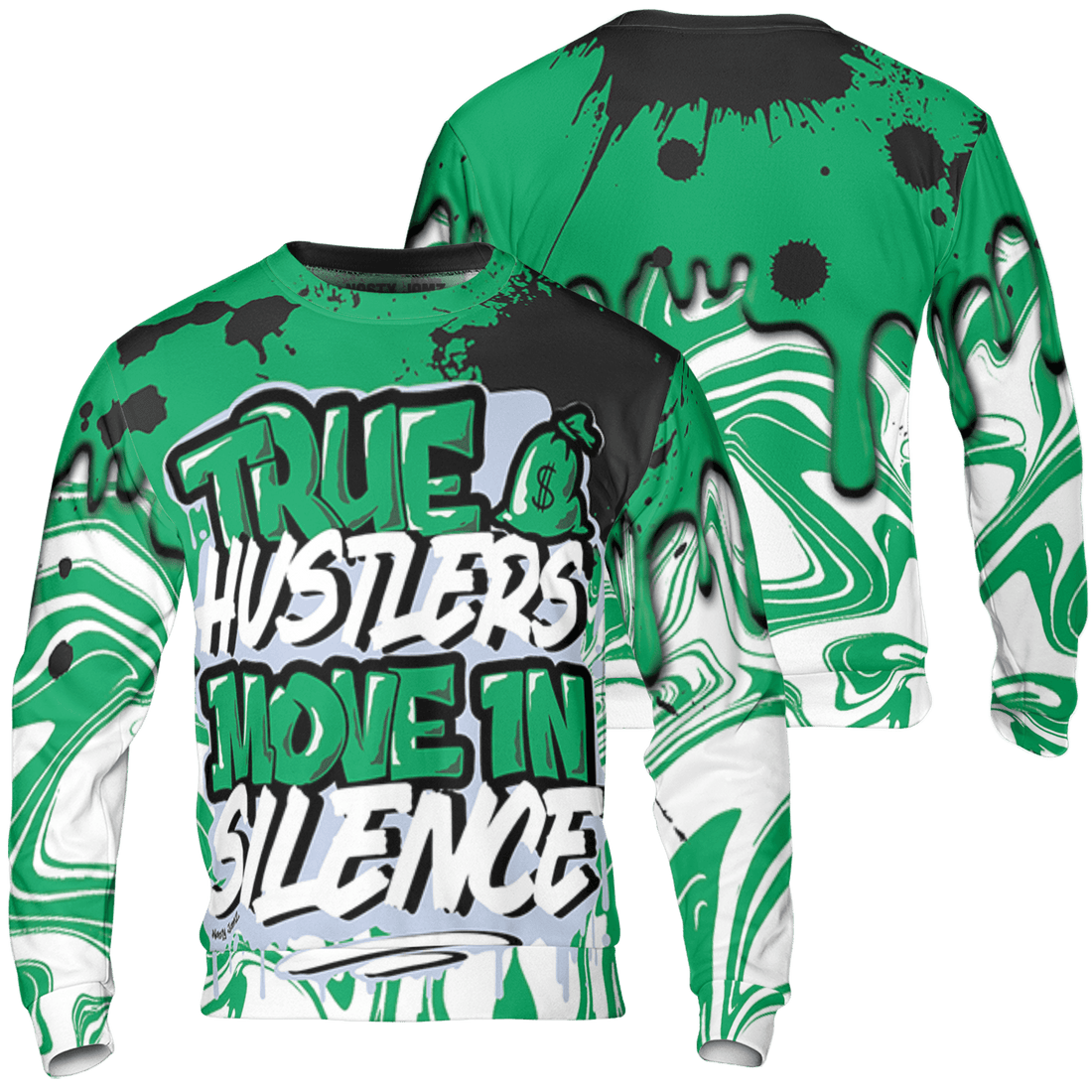 Lucky Green 5s Sweatshirt Match Move In Silence 3D All-Over Print Color Splash - NastyJamz