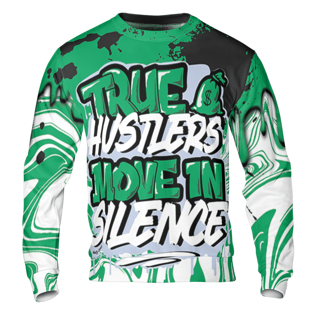Lucky Green 5s Sweatshirt Match Move In Silence 3D All-Over Print Color Splash - NastyJamz