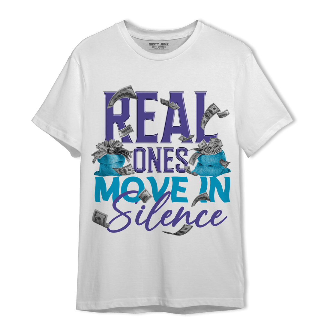 Aqua 6s T Shirt Match Move In Silence Money - NastyJamz