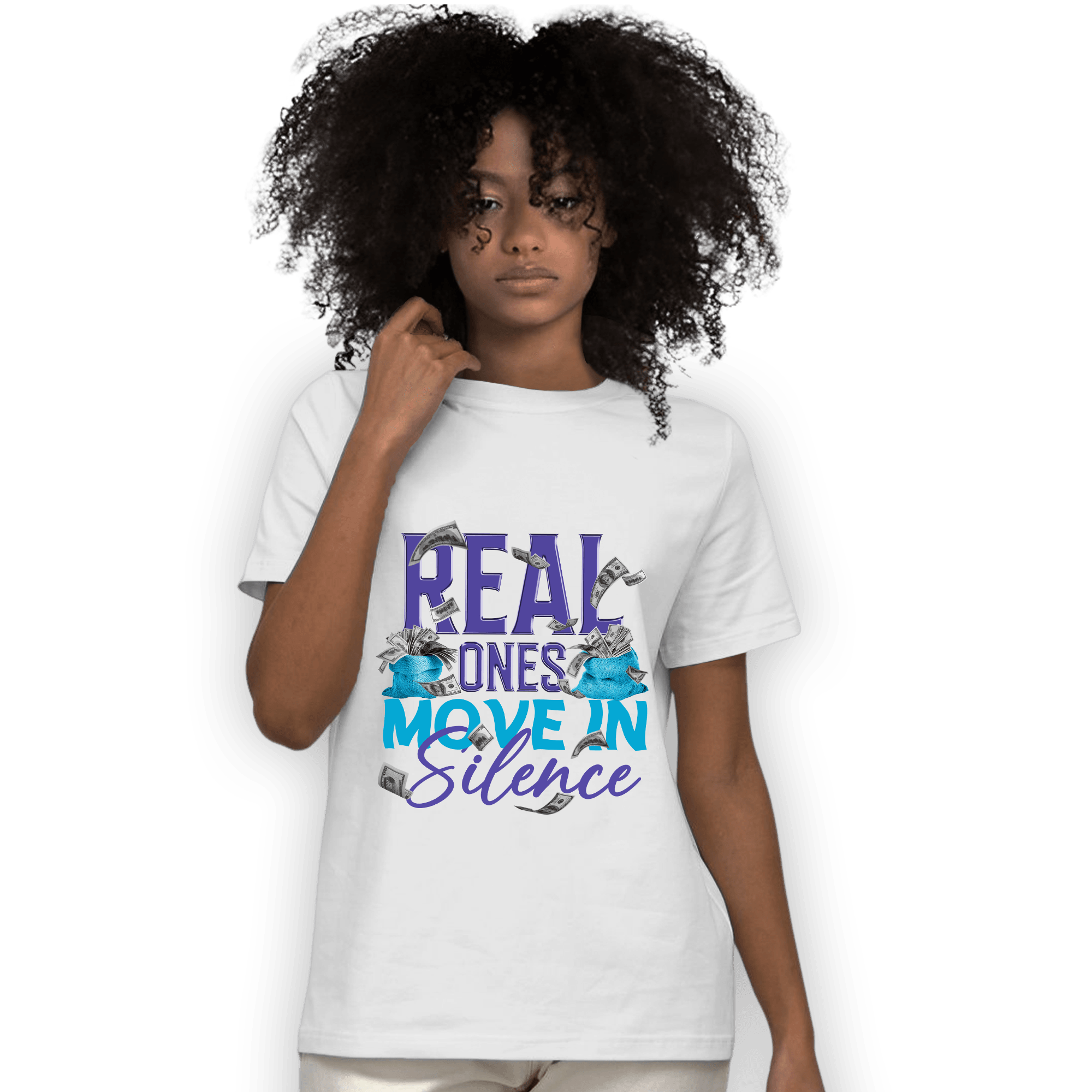 Aqua 6s T Shirt Match Move In Silence Money - NastyJamz