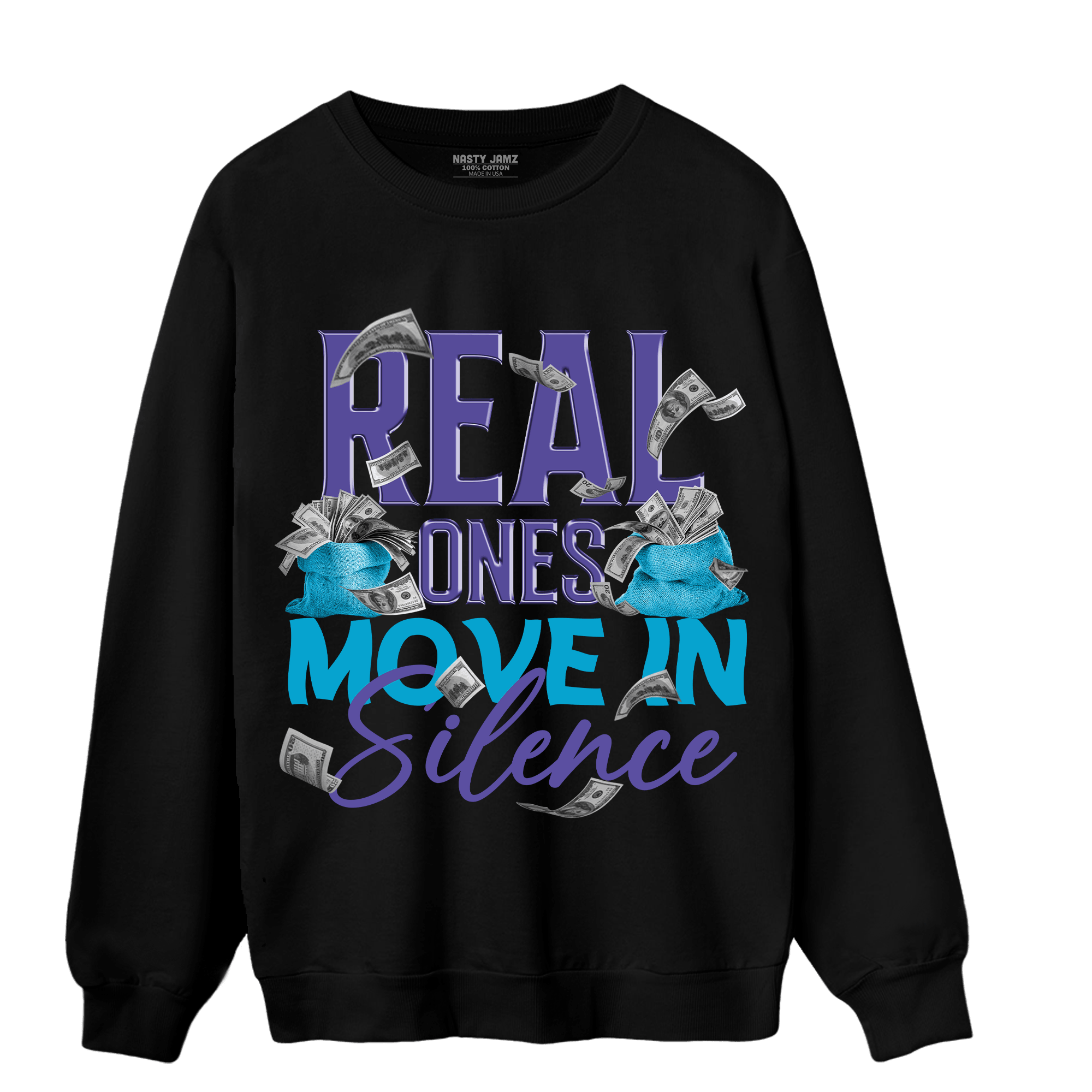 Aqua 6s Sweatshirt Match Move In Silence Money - NastyJamz