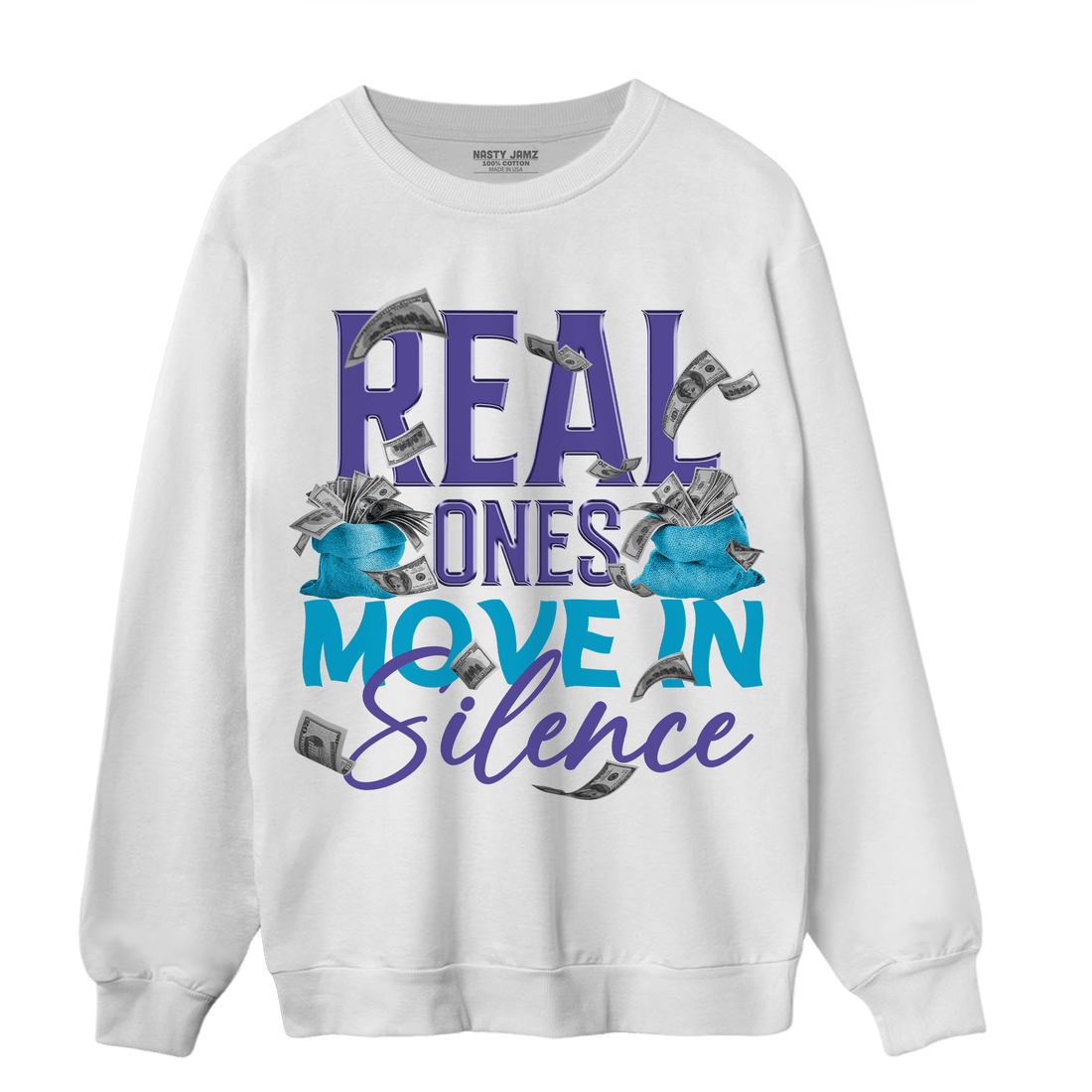 Aqua 6s Sweatshirt Match Move In Silence Money - NastyJamz