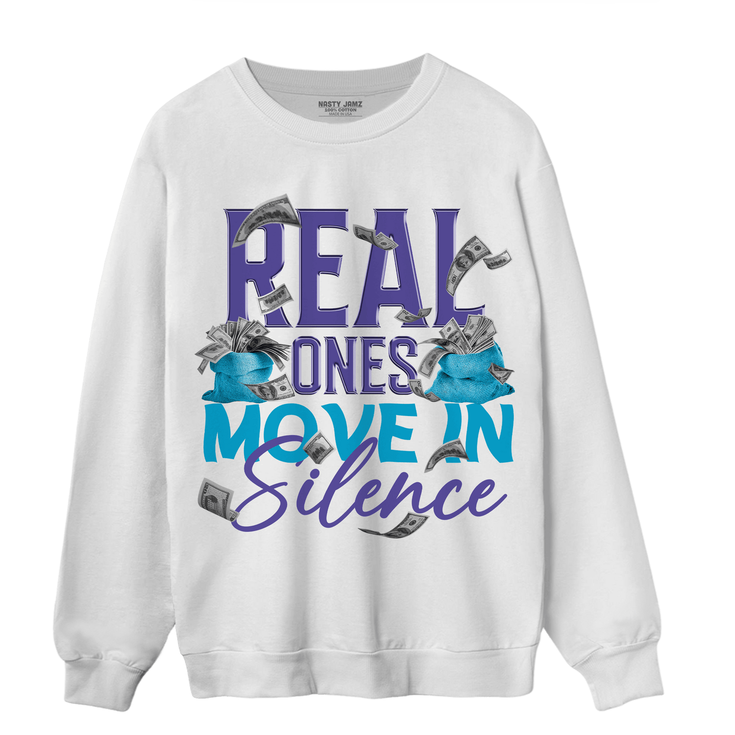 Aqua 6s Sweatshirt Match Move In Silence Money - NastyJamz