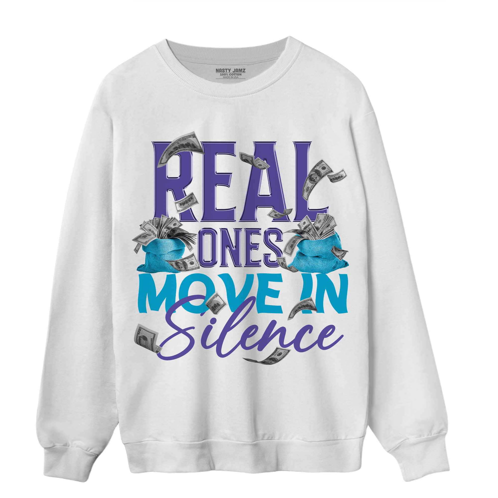 Aqua 6s Sweatshirt Match Move In Silence Money - NastyJamz
