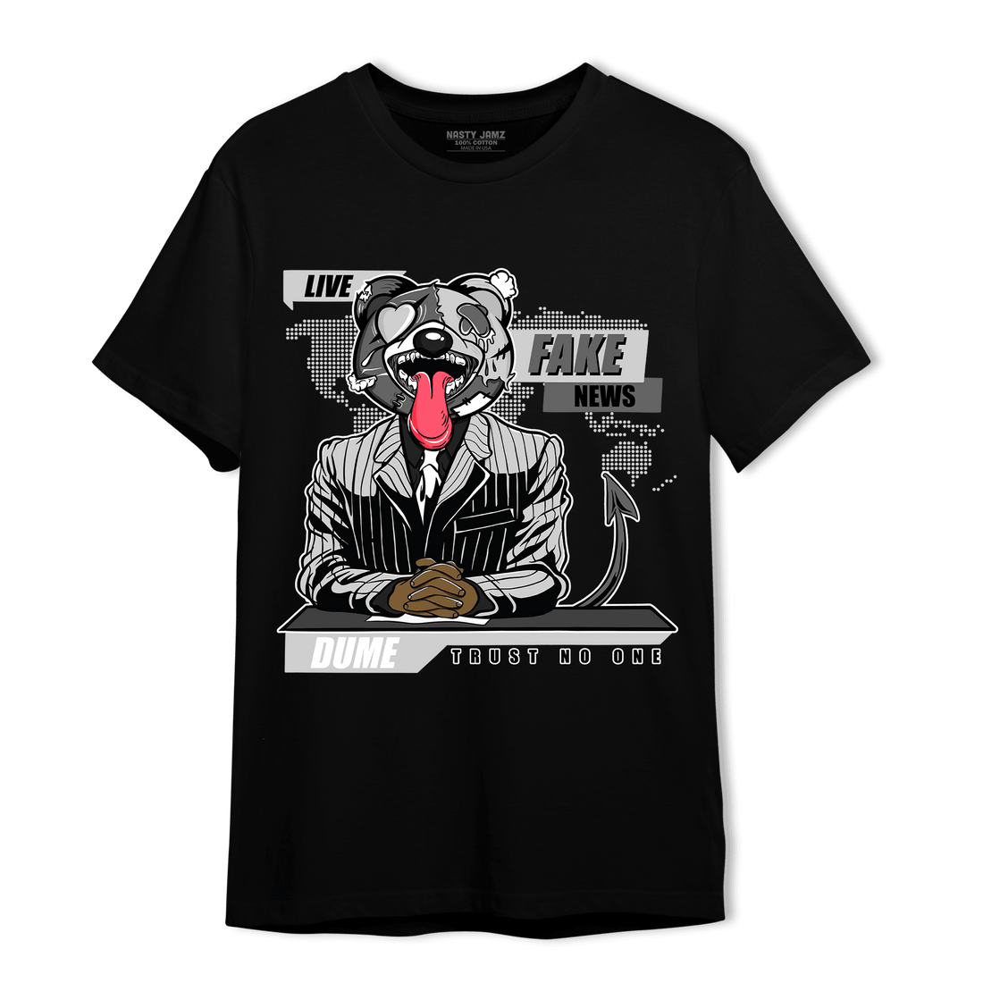 Retro High OG Black White 1s T Shirt Match News Presenter BER - NastyJamz