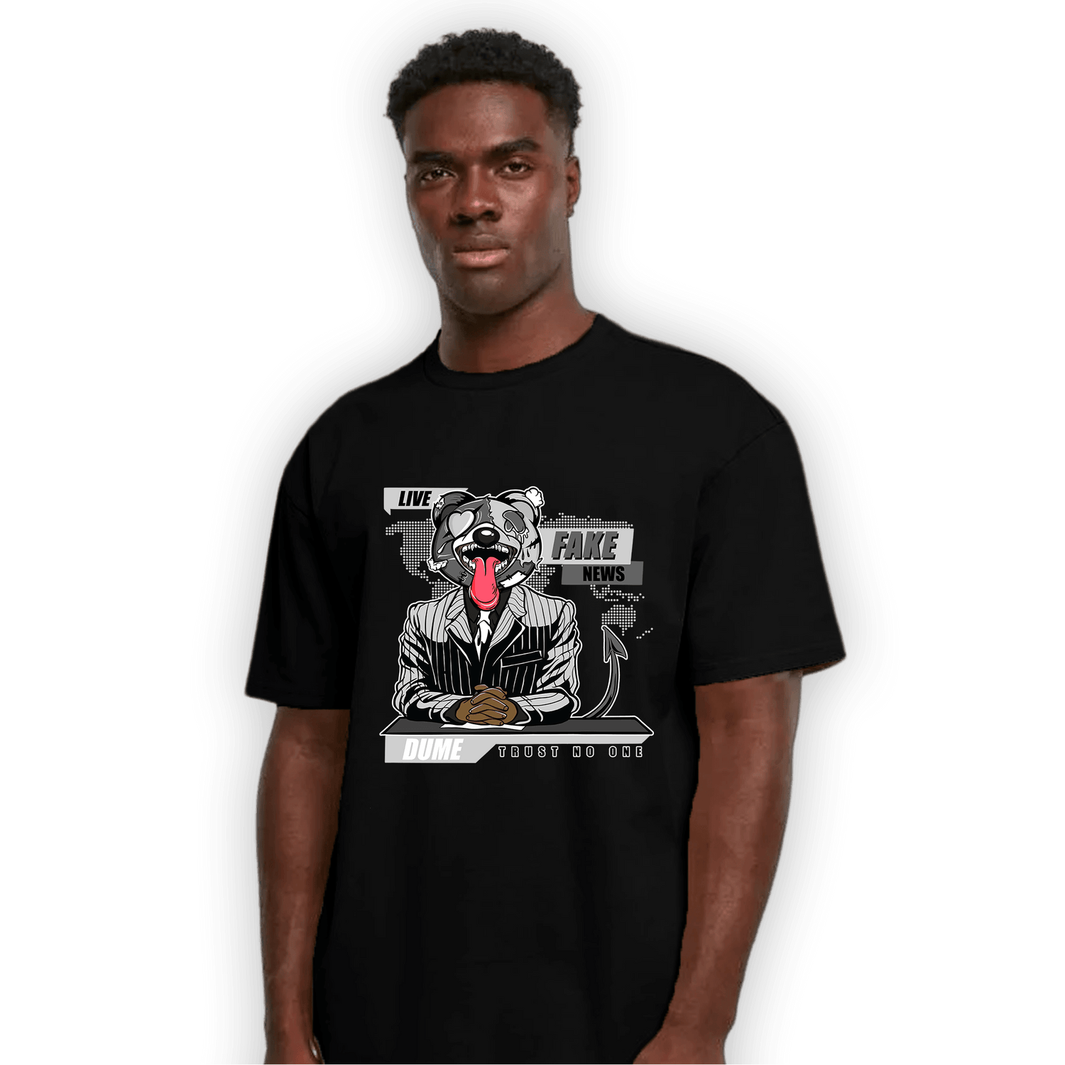 Retro High OG Black White 1s T Shirt Match News Presenter BER - NastyJamz