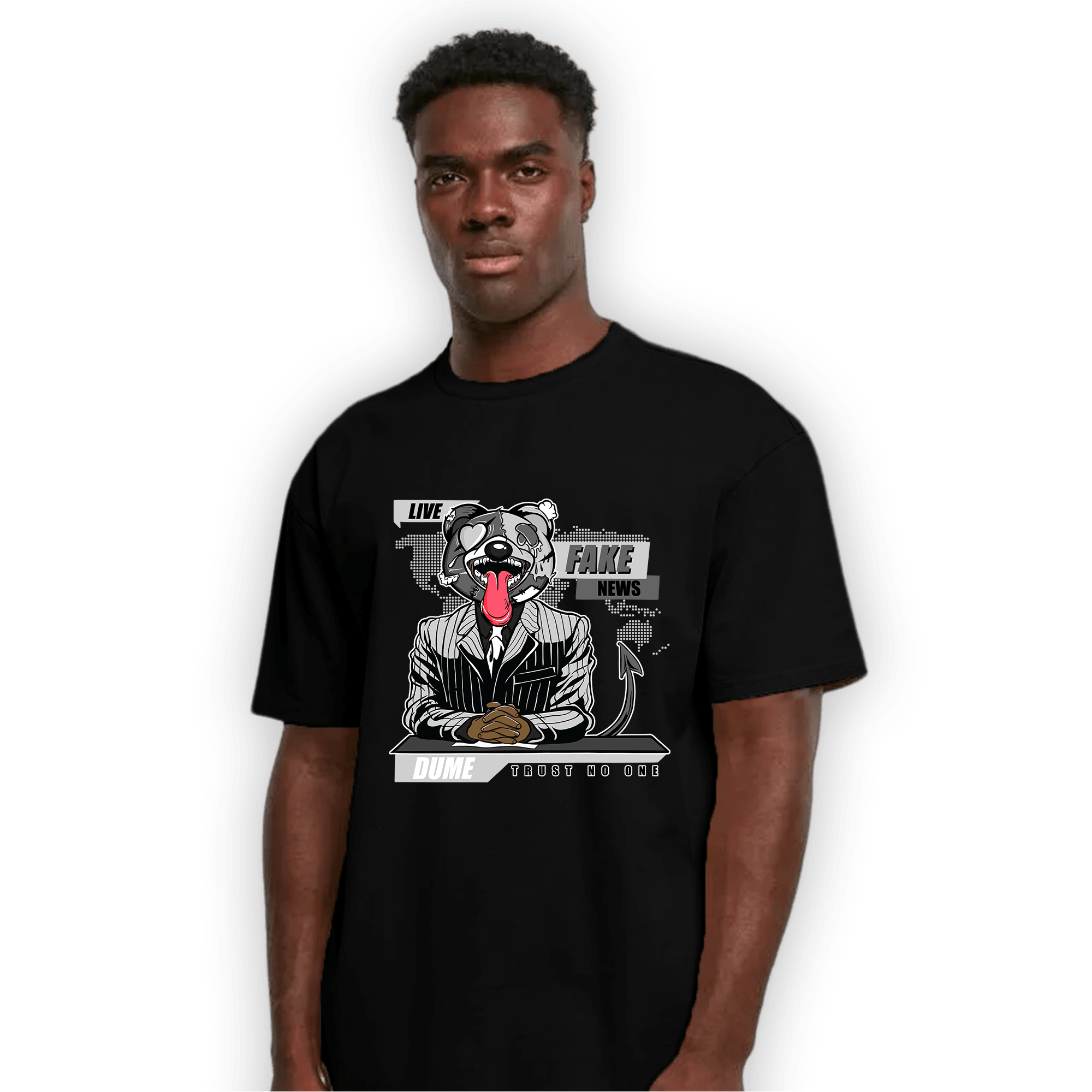 Retro High OG Black White 1s T Shirt Match News Presenter BER - NastyJamz