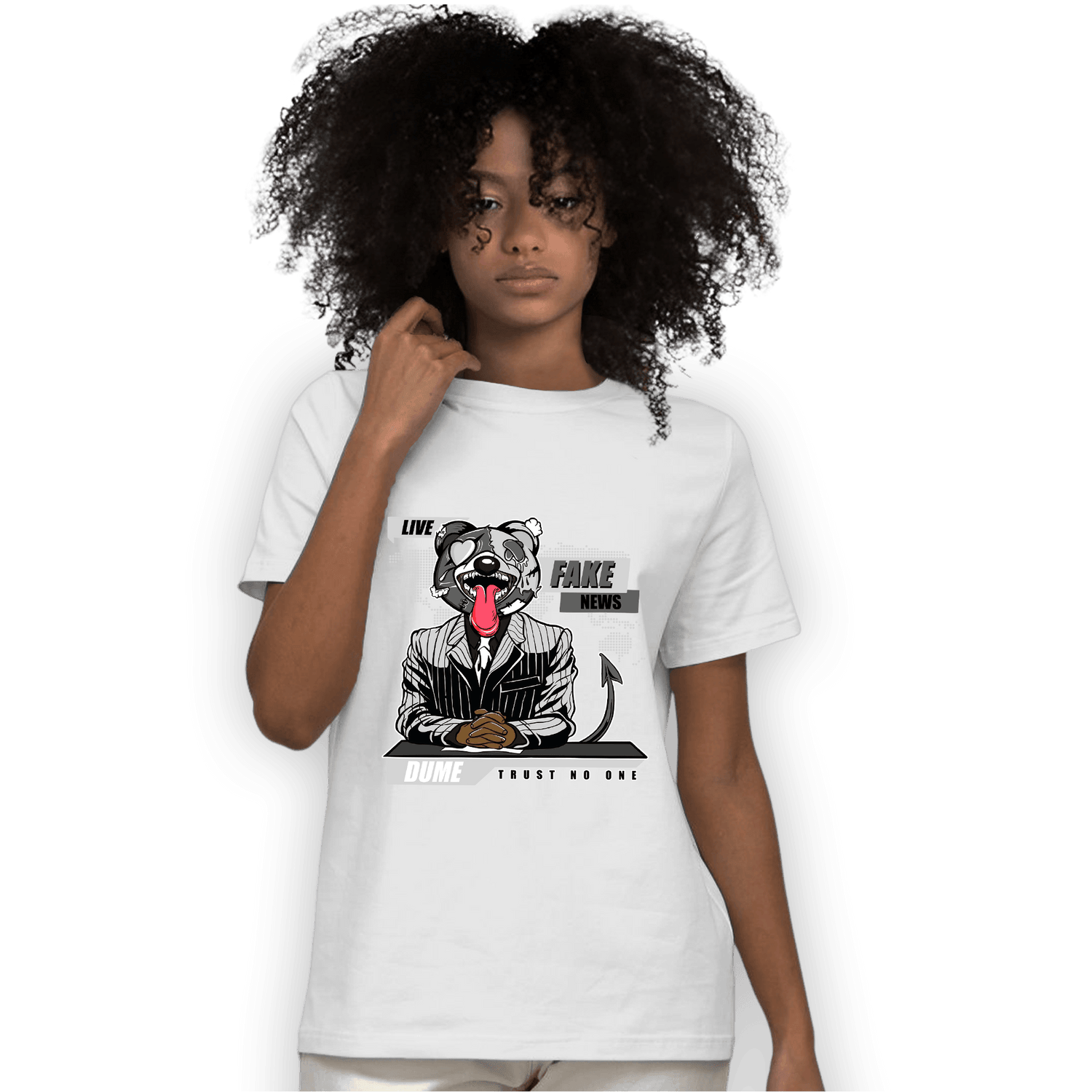 Retro High OG Black White 1s T Shirt Match News Presenter BER - NastyJamz