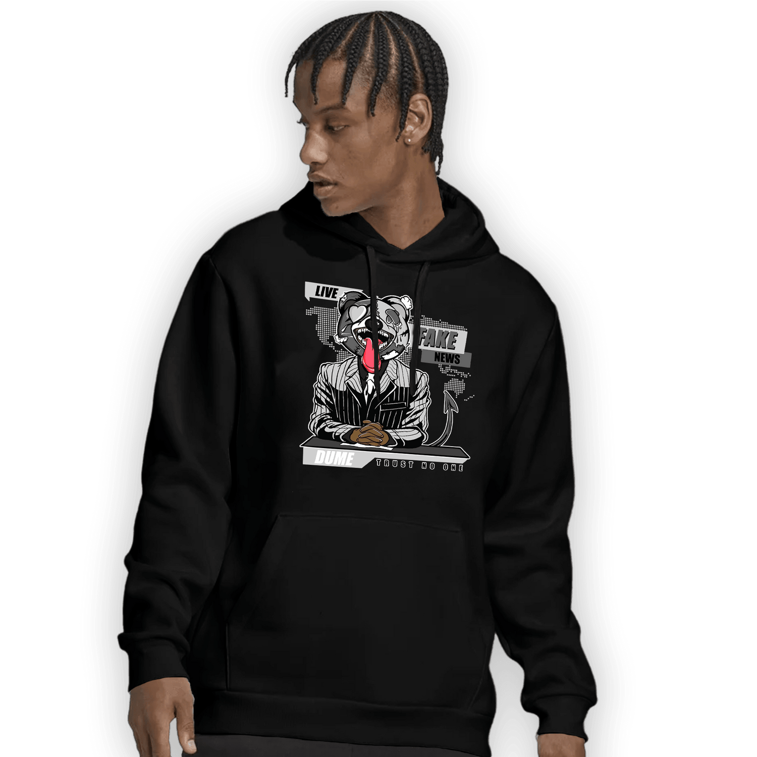 Retro High OG Black White 1s Hoodie Match News Presenter BER - NastyJamz