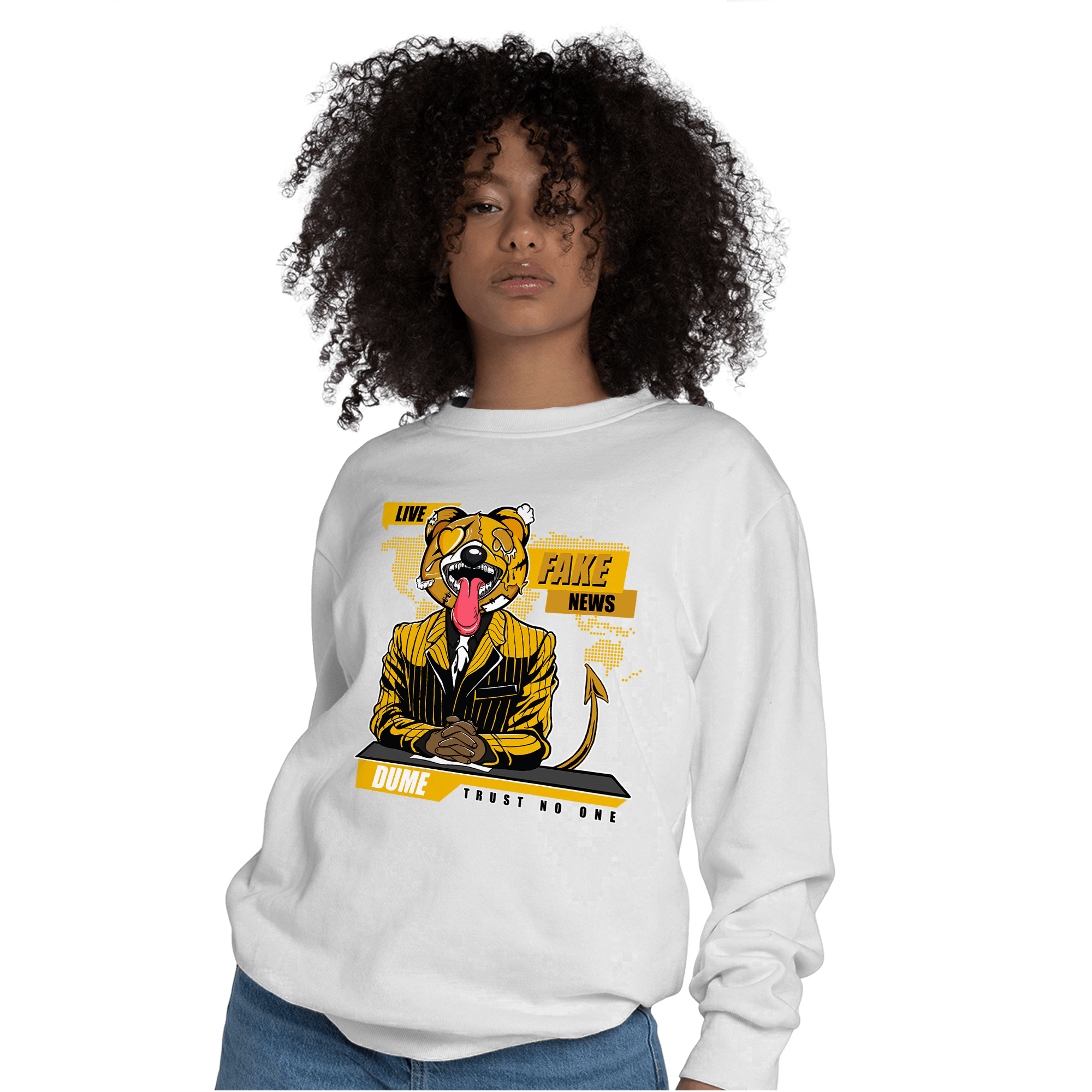 Yellow Ochre 1s Sweatshirt Match News Presenter BER - NastyJamz