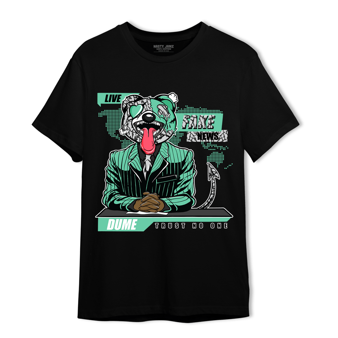 Green Glow 3s T Shirt Match News Presenter BER - NastyJamz