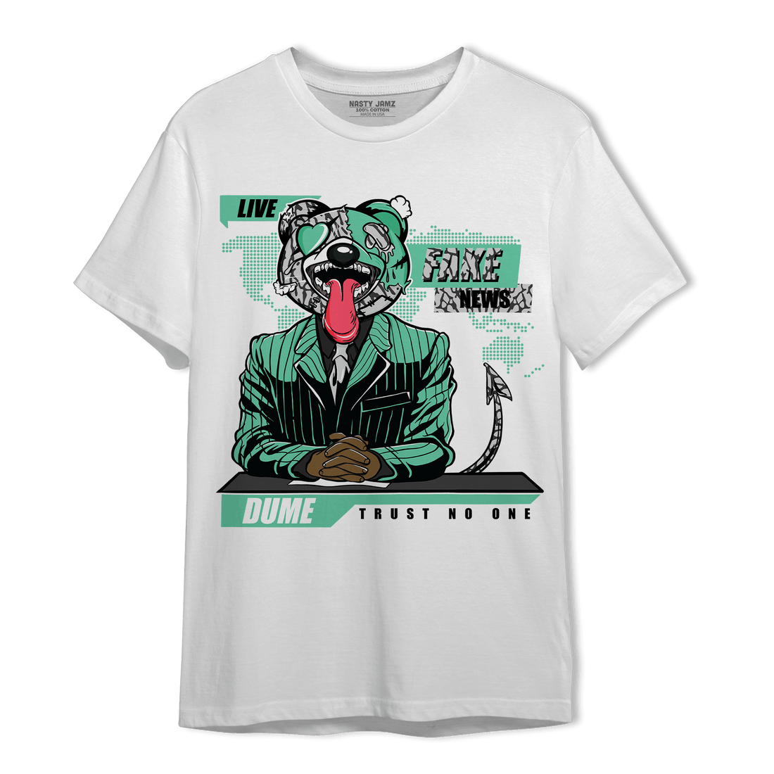 Green Glow 3s T Shirt Match News Presenter BER - NastyJamz