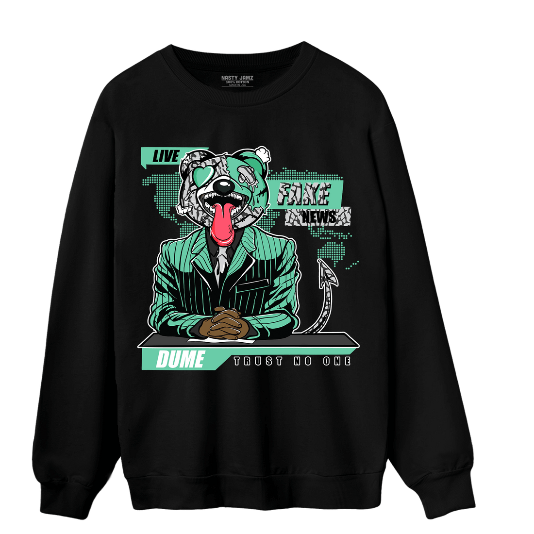 Green Glow 3s Sweatshirt Match News Presenter BER - NastyJamz