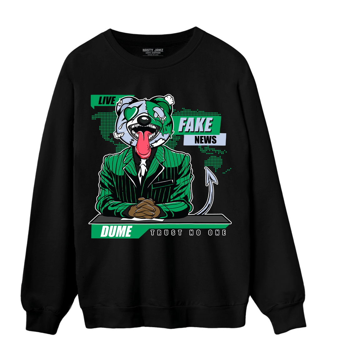 Lucky Green 5s Sweatshirt Match News Presenter BER - NastyJamz