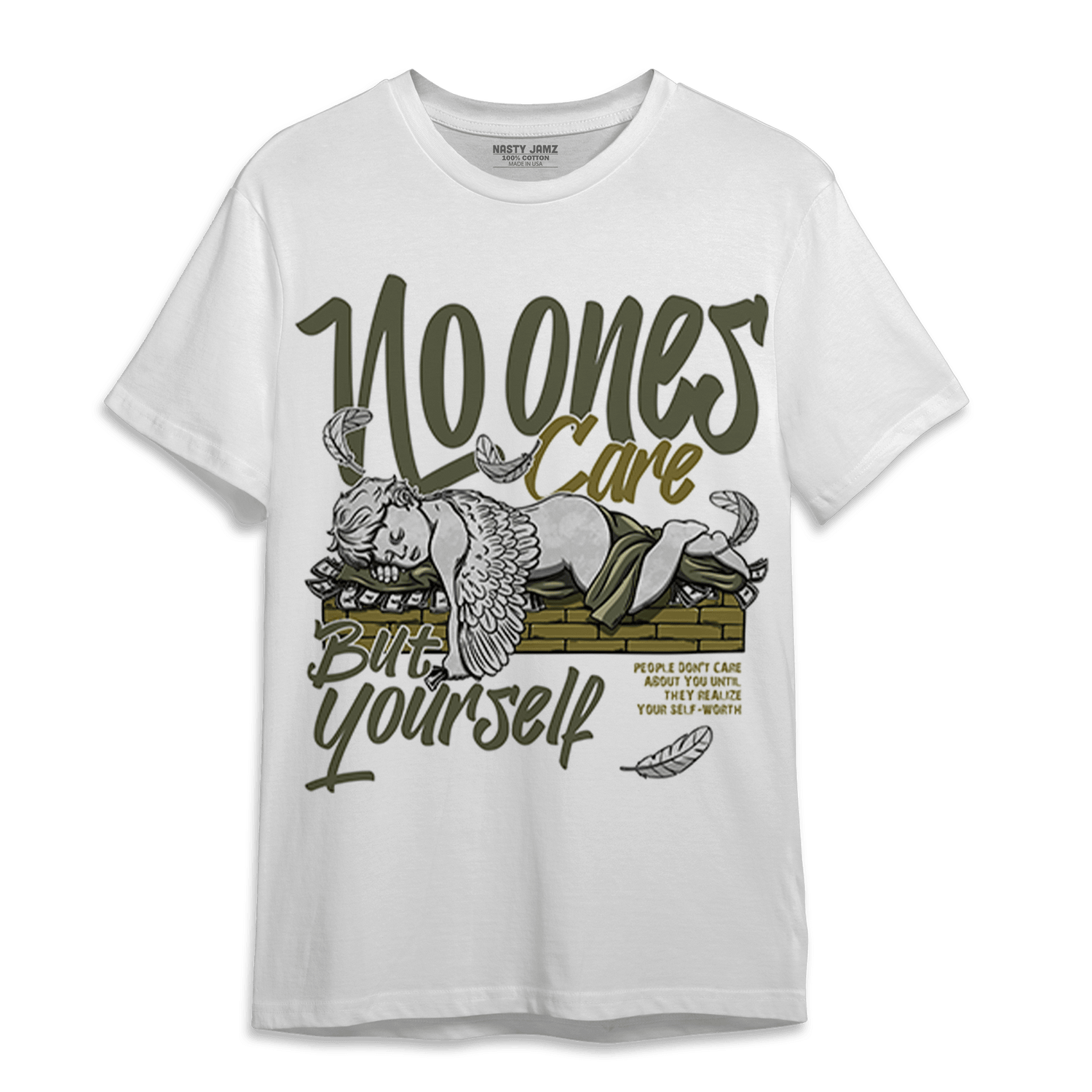 SE Craft Medium Olive 4s T Shirt Match No Ones Care - NastyJamz