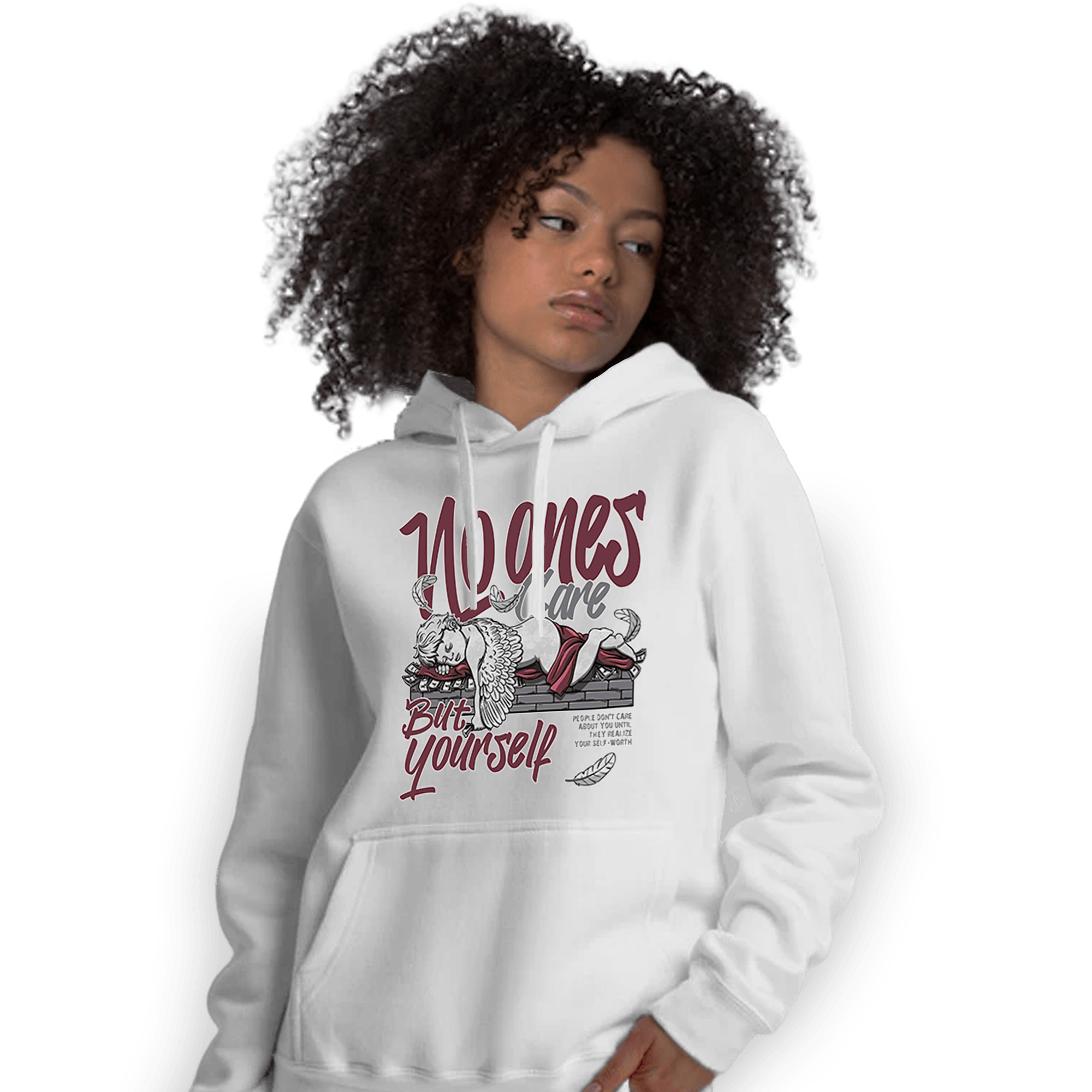 Burgundy 5s Hoodie Match No Ones Care - NastyJamz