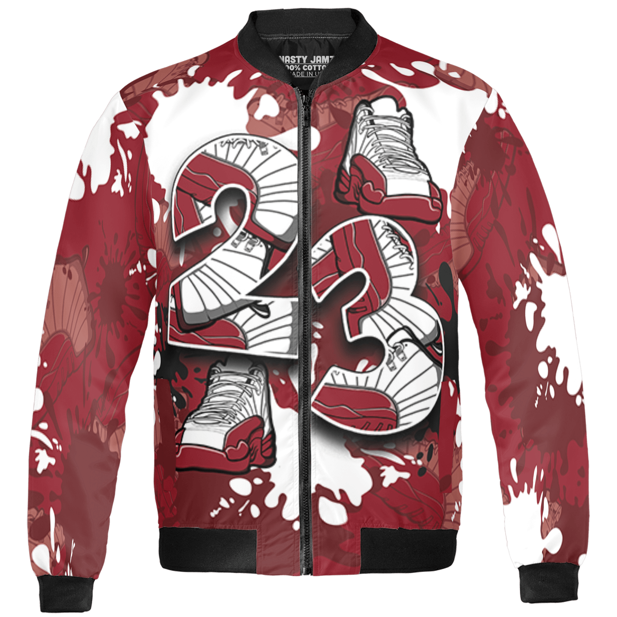 Cherry 12s Jacket Match Number 23 Paint Too Many Sneakers - NastyJamz