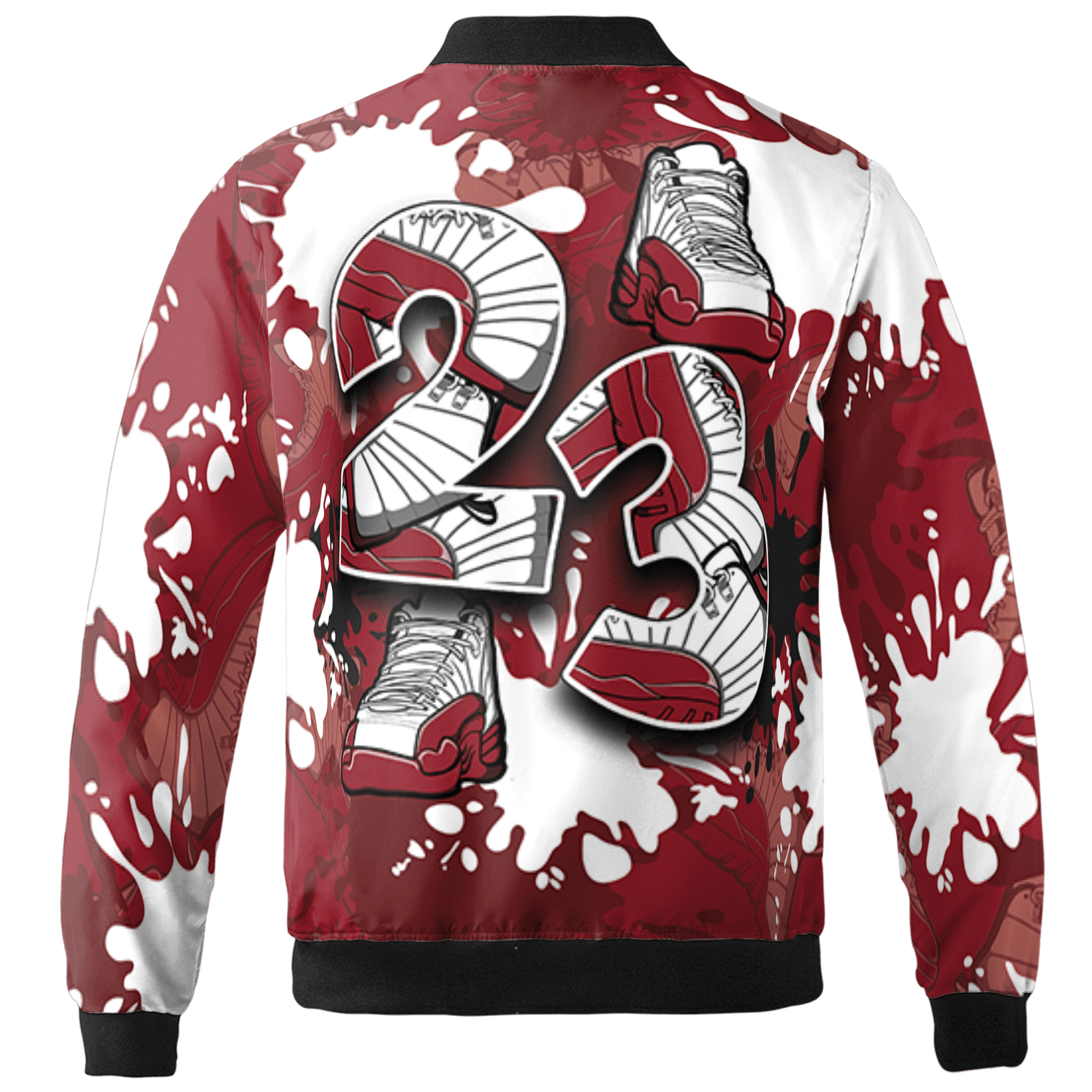 Cherry 12s Jacket Match Number 23 Paint Too Many Sneakers - NastyJamz