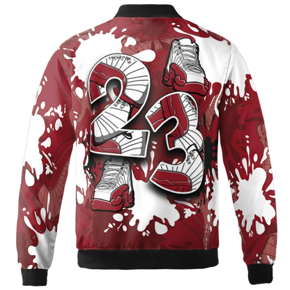 Cherry 12s Jacket Match Number 23 Paint Too Many Sneakers - NastyJamz