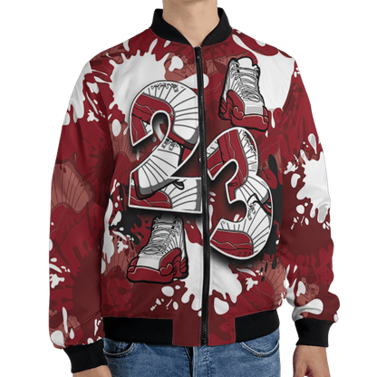 Cherry 12s Jacket Match Number 23 Paint Too Many Sneakers - NastyJamz