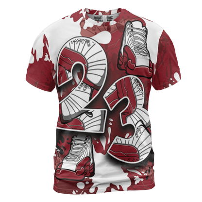 Cherry 12s T Shirt Match Number 23 Paint Too Many Sneakers - NastyJamz