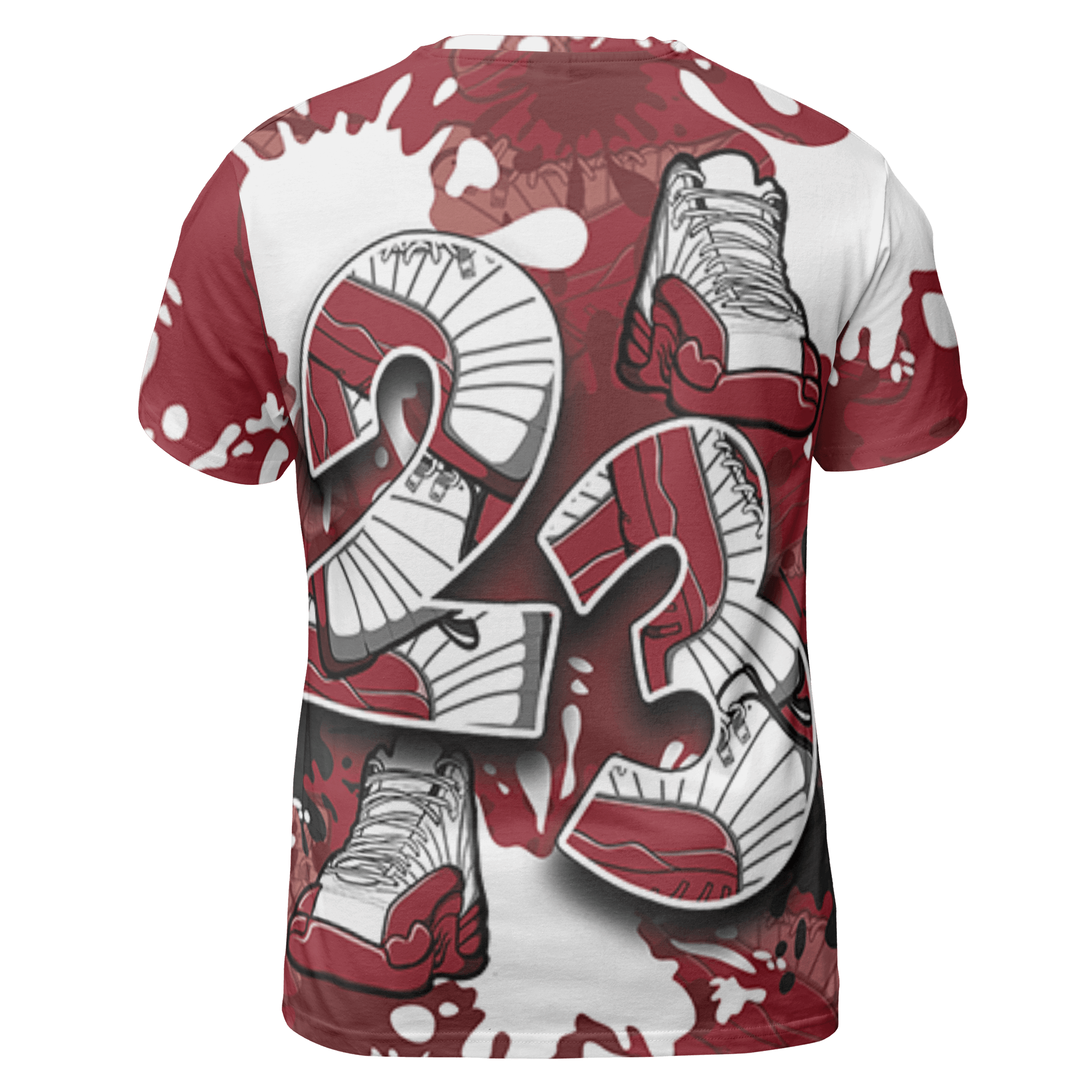 Cherry 12s T Shirt Match Number 23 Paint Too Many Sneakers - NastyJamz