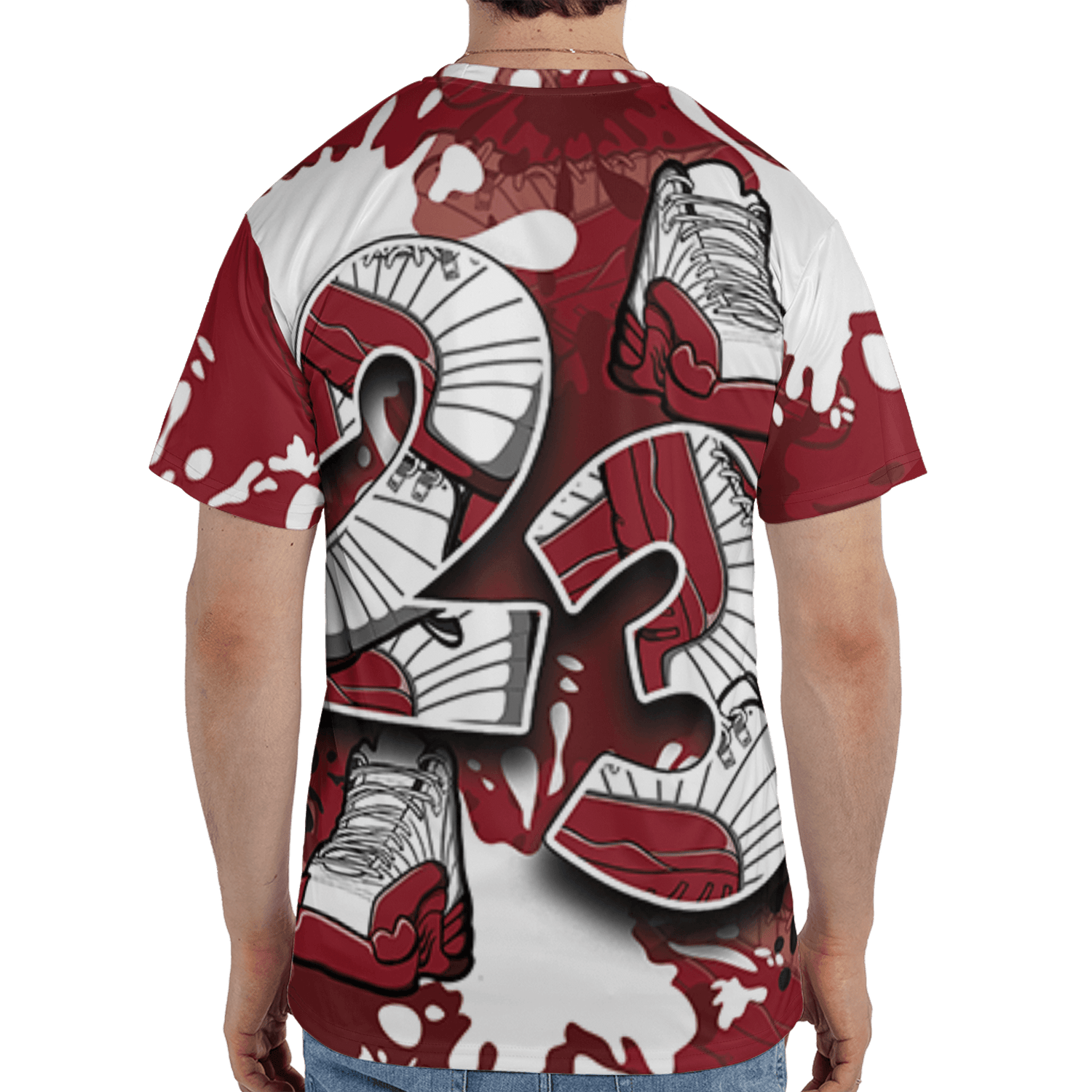 Cherry 12s T Shirt Match Number 23 Paint Too Many Sneakers - NastyJamz
