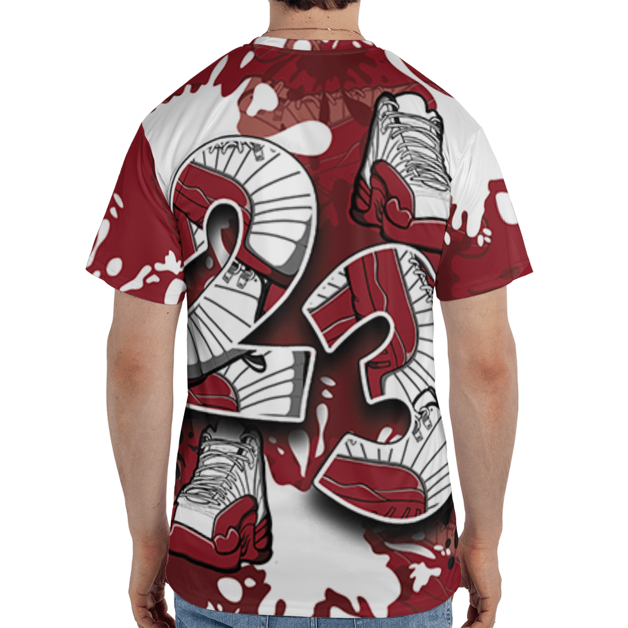 Cherry 12s T Shirt Match Number 23 Paint Too Many Sneakers - NastyJamz