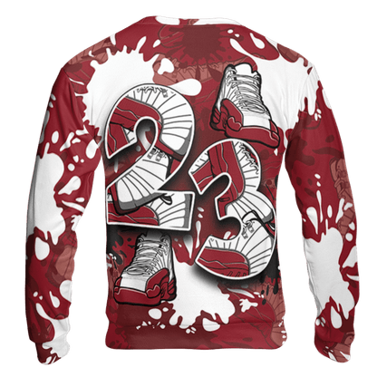 Cherry 12s Sweatshirt Match Number 23 Paint Too Many Sneakers - NastyJamz