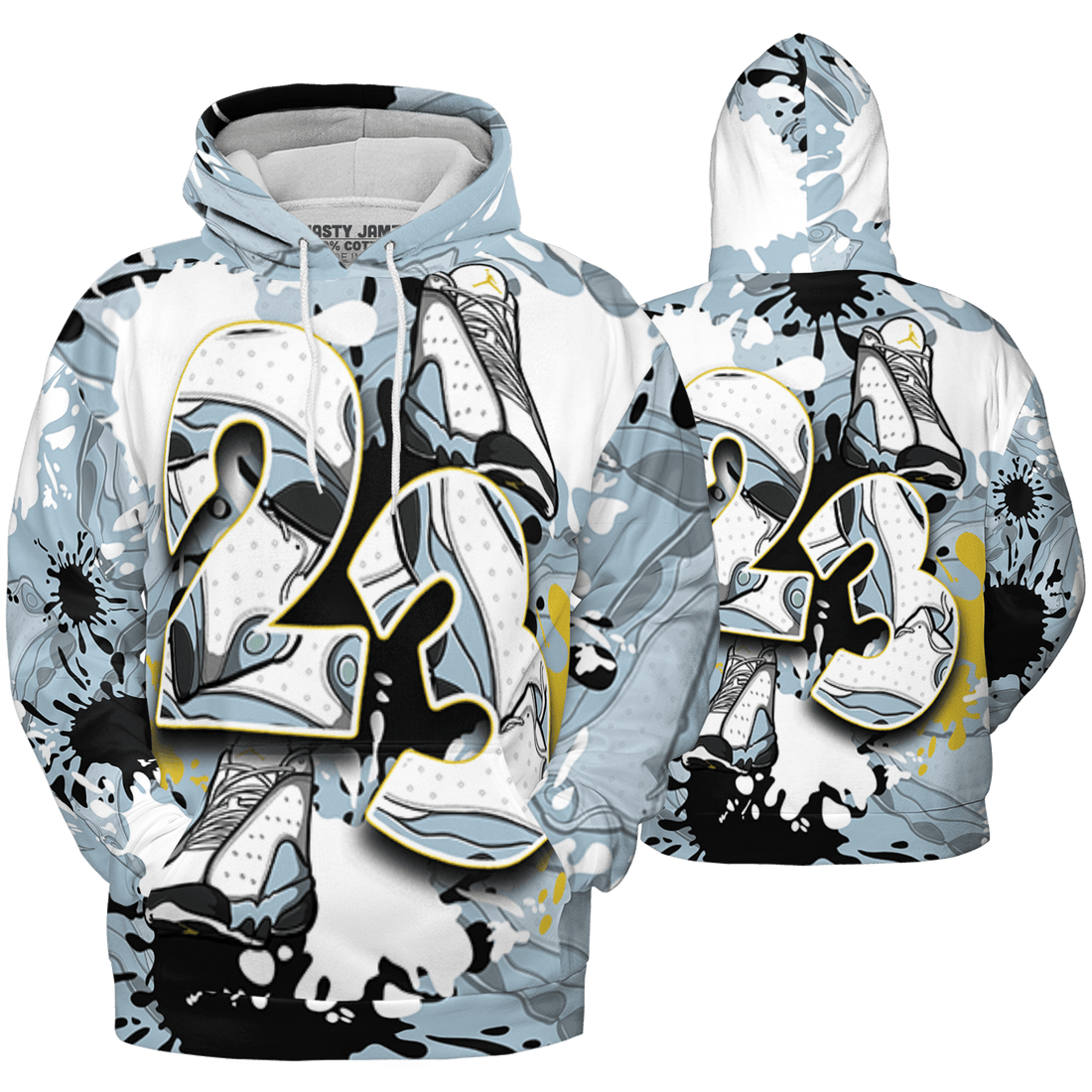 Blue Grey 13s Hoodie Match Number 23 Paint Too Many Sneakers - NastyJamz
