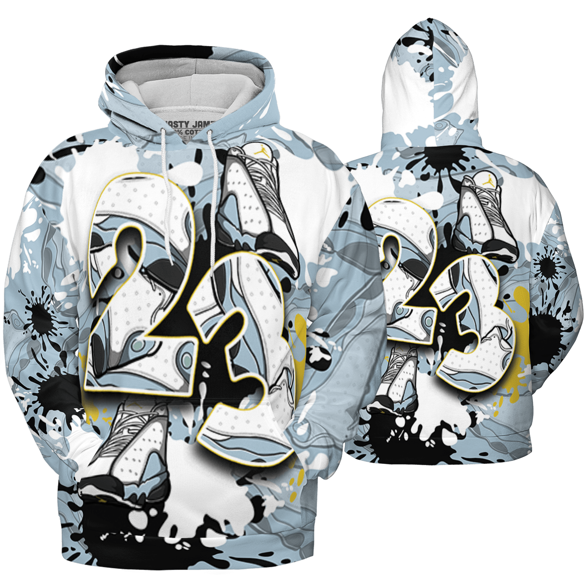 Blue Grey 13s Hoodie Match Number 23 Paint Too Many Sneakers - NastyJamz
