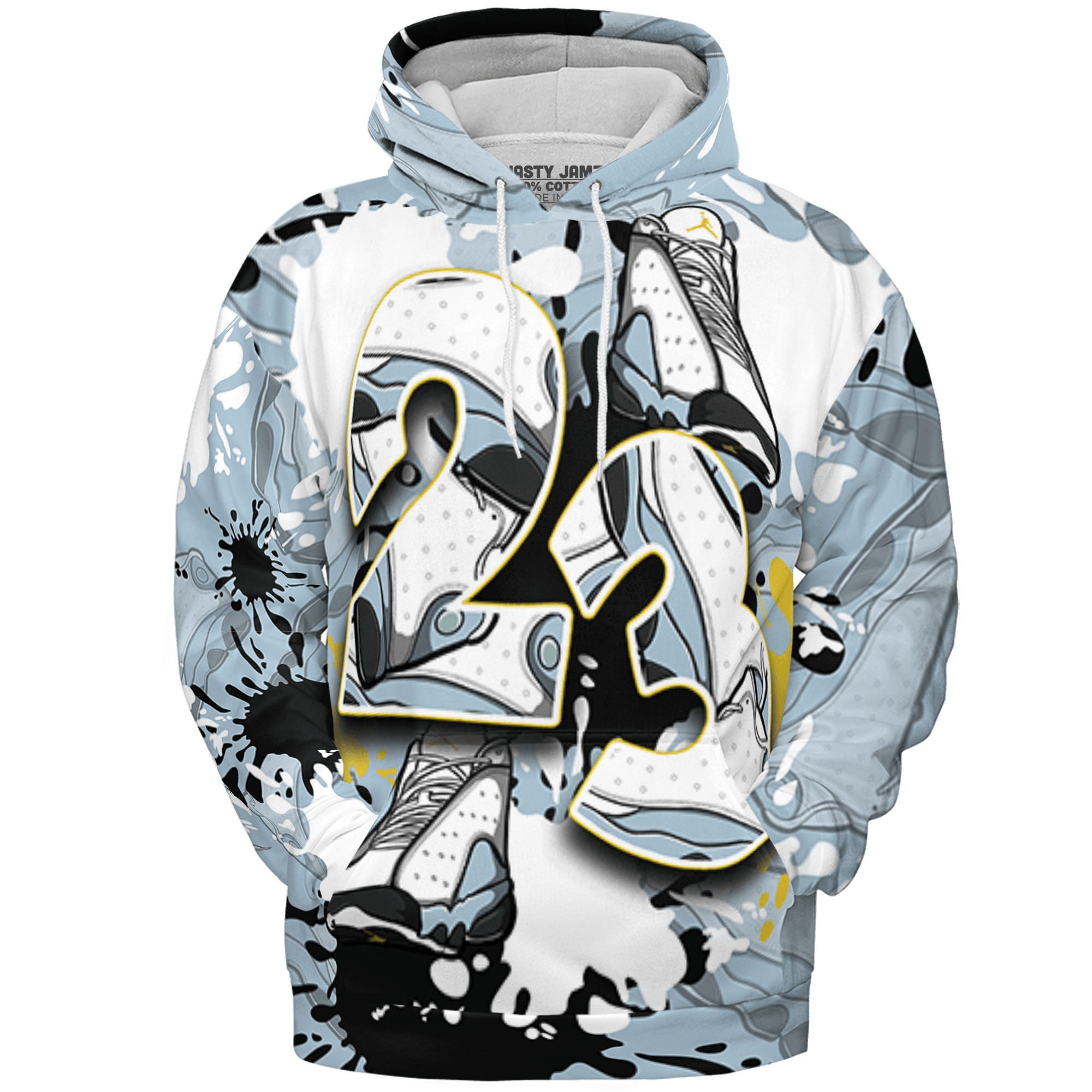Blue Grey 13s Hoodie Match Number 23 Paint Too Many Sneakers - NastyJamz
