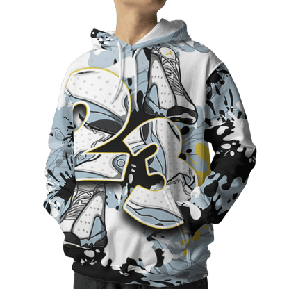 Blue Grey 13s Hoodie Match Number 23 Paint Too Many Sneakers - NastyJamz