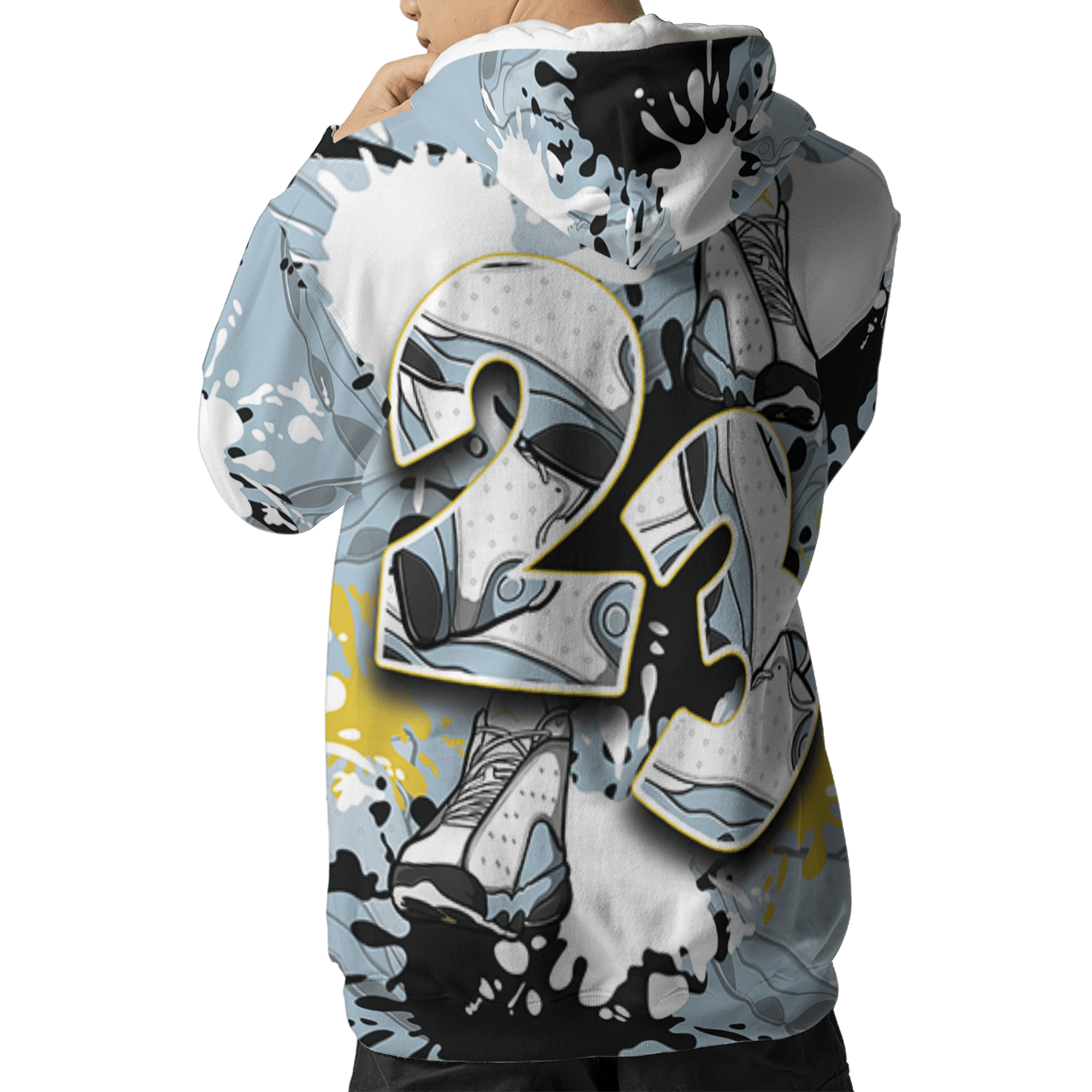 Blue Grey 13s Hoodie Match Number 23 Paint Too Many Sneakers - NastyJamz