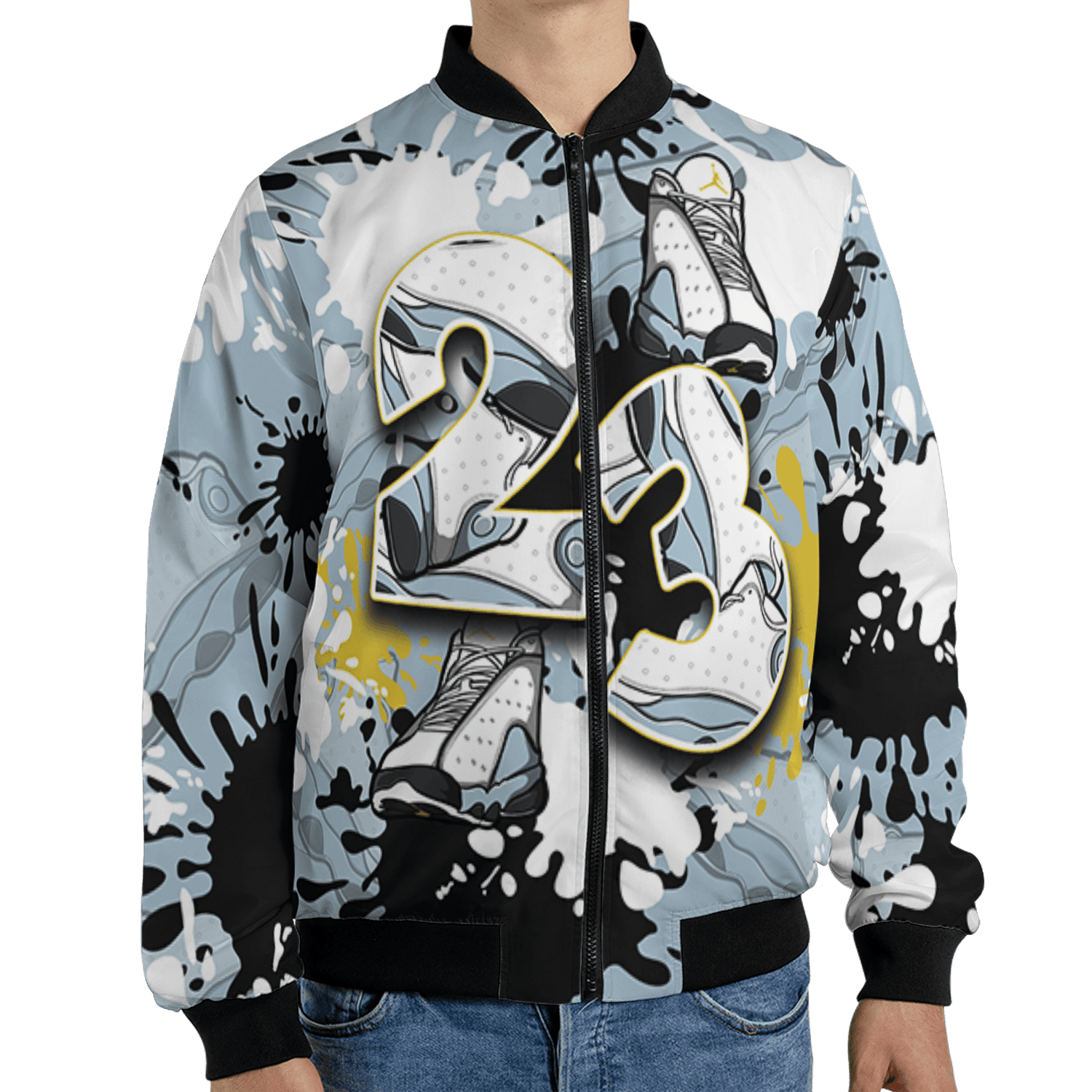 Blue Grey 13s Jacket Match Number 23 Paint Too Many Sneakers - NastyJamz