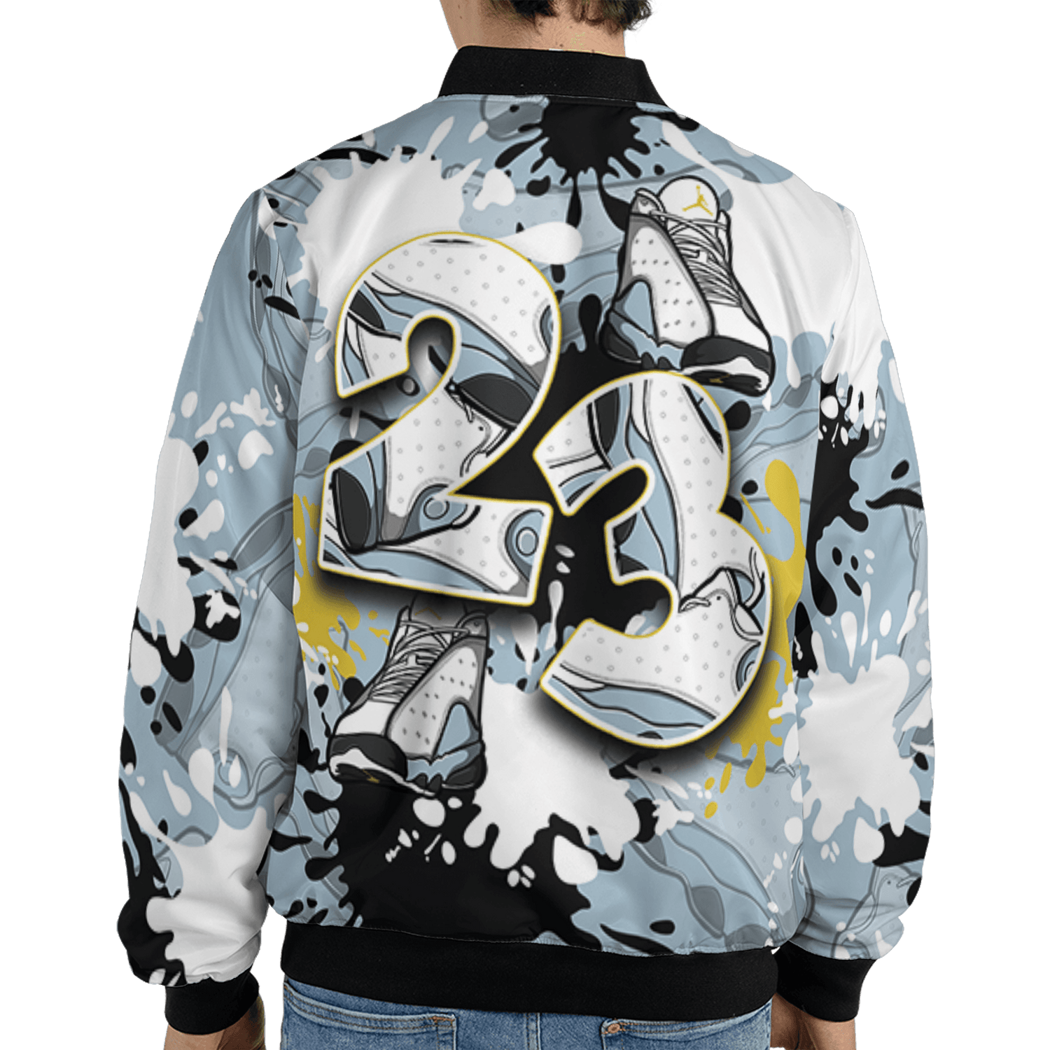 Blue Grey 13s Jacket Match Number 23 Paint Too Many Sneakers - NastyJamz