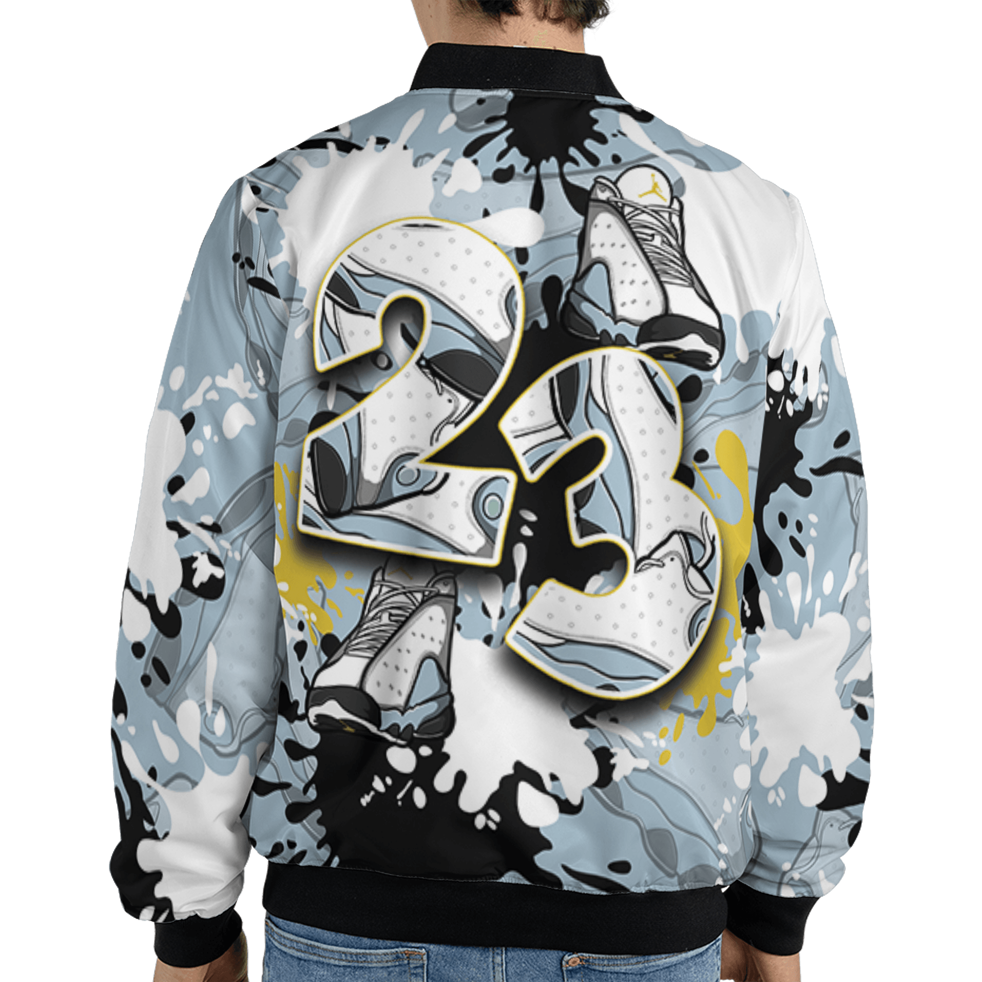 Blue Grey 13s Jacket Match Number 23 Paint Too Many Sneakers - NastyJamz