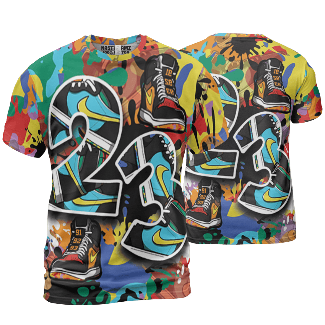 Mid GS Six Championships 1s T Shirt Match Number 23 Paint Too Many Sneakers - NastyJamz