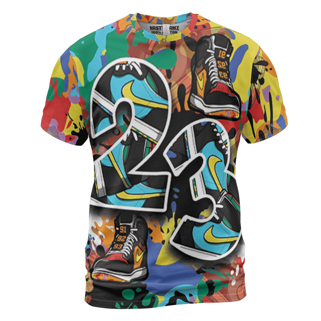 Mid GS Six Championships 1s T Shirt Match Number 23 Paint Too Many Sneakers - NastyJamz