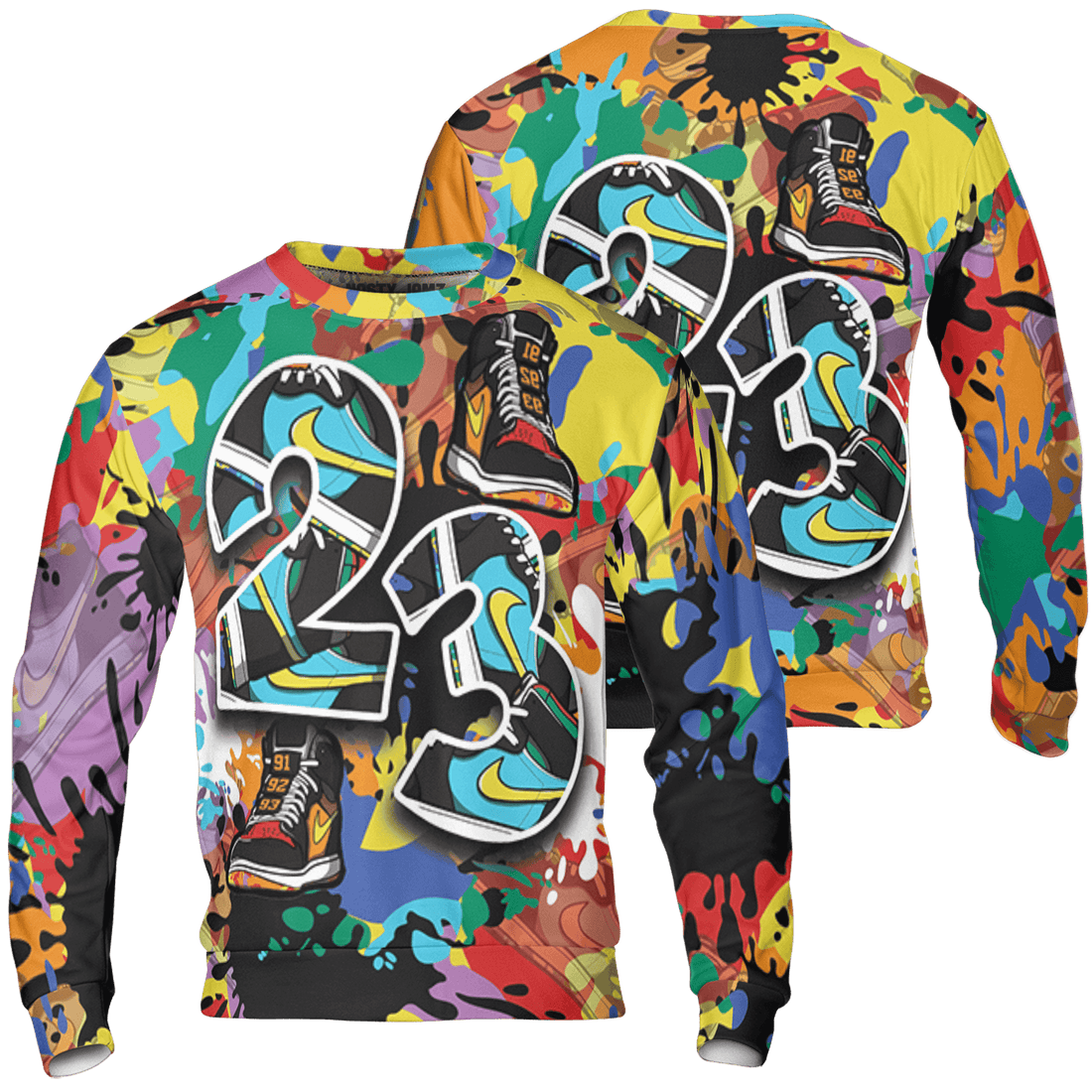 Mid GS Six Championships 1s Sweatshirt Match Number 23 Paint Too Many Sneakers - NastyJamz