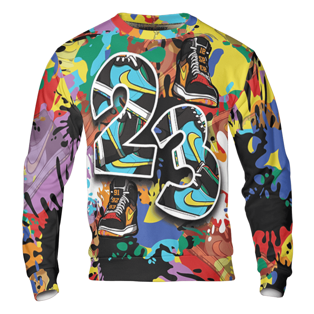 Mid GS Six Championships 1s Sweatshirt Match Number 23 Paint Too Many Sneakers - NastyJamz
