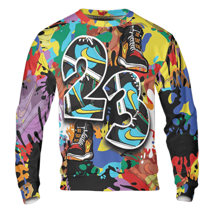 Mid GS Six Championships 1s Sweatshirt Match Number 23 Paint Too Many Sneakers - NastyJamz
