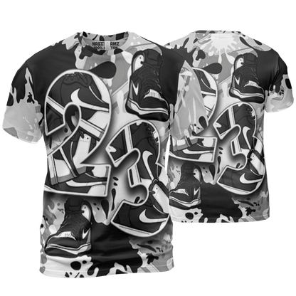 Retro High OG Black White 1s T Shirt Match Number 23 Paint Too Many Sneakers - NastyJamz